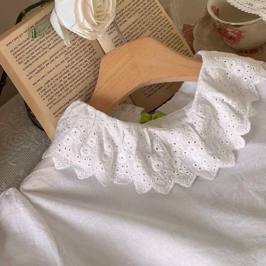 Zara White baby doll short sleeve blouse with bow ties Size S / US 4 / IT 40 - 9 Thumbnail
