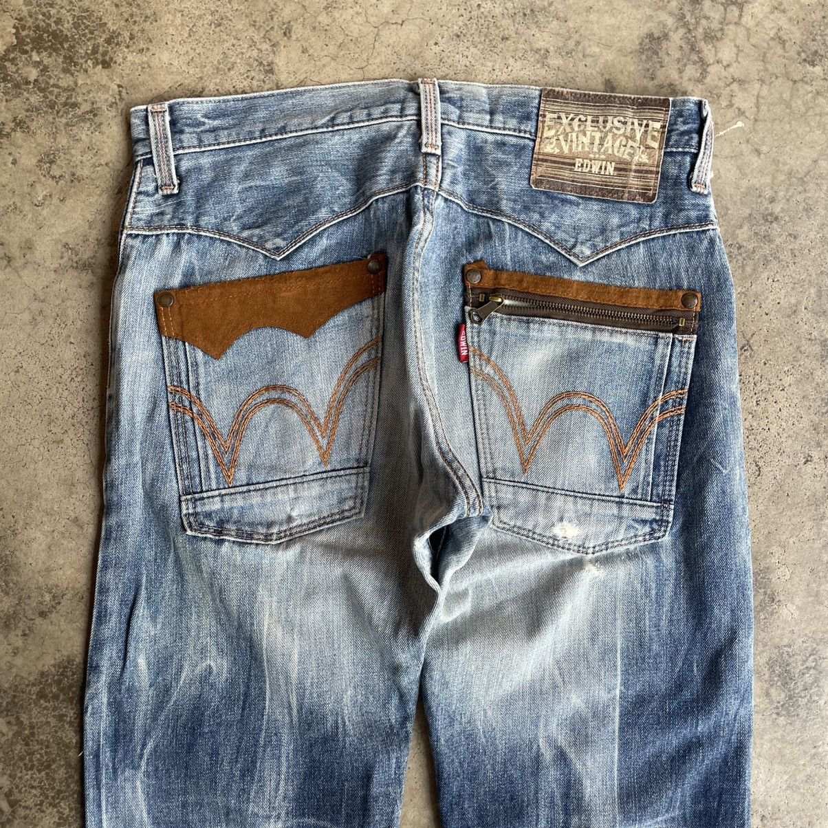 Edwin 🔥Vintage Edwin EXS413 Stoned Washed Ripped Distress Jeans Size US 34 / EU 50 - 5 Thumbnail