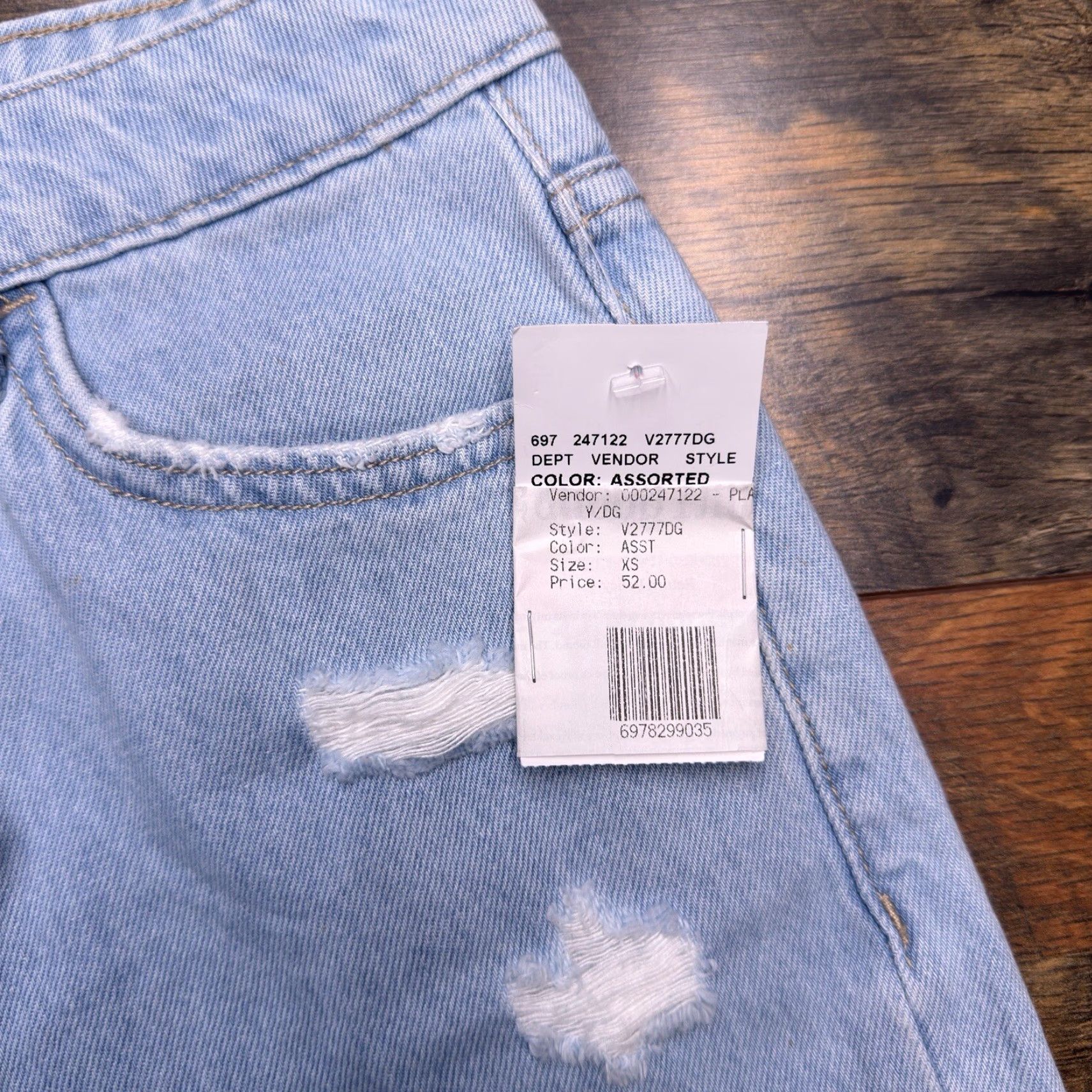 Denime Vervet Denim Cut-Off Shorts Womens XS Blue 100% Cotton Stretch Pocket 5-Pocket High Rise Button Zip Regular Bohemian Summer/Travel/Casual New Size 26" / US 2 / IT 38 - 4 Thumbnail