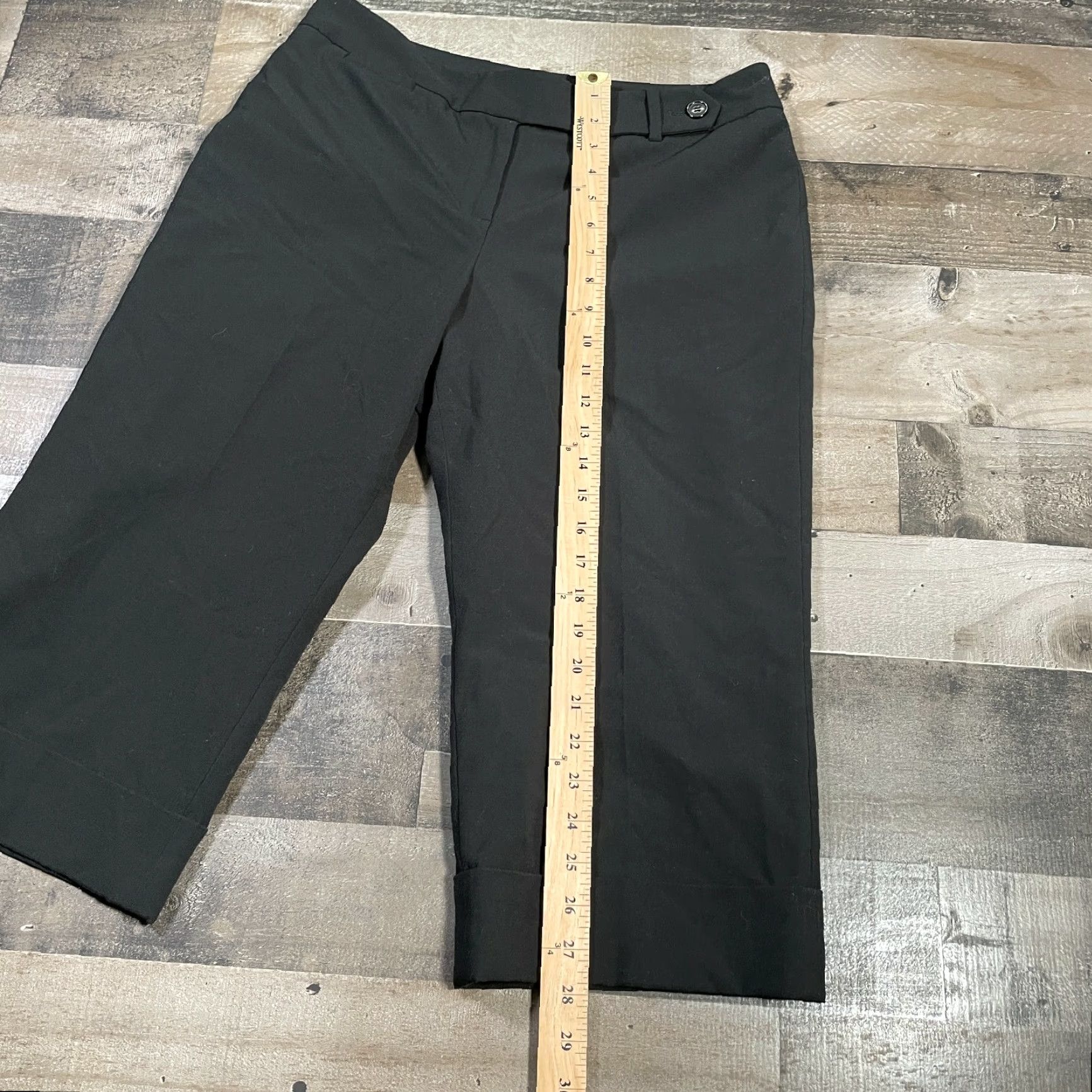 Ann Taylor Ann Taylor Pants Women's 10P Petites Black Pedal Pusher Mid-Rise Straight Cuffed User Size 32" / US 10 / IT 46 - 6 Thumbnail