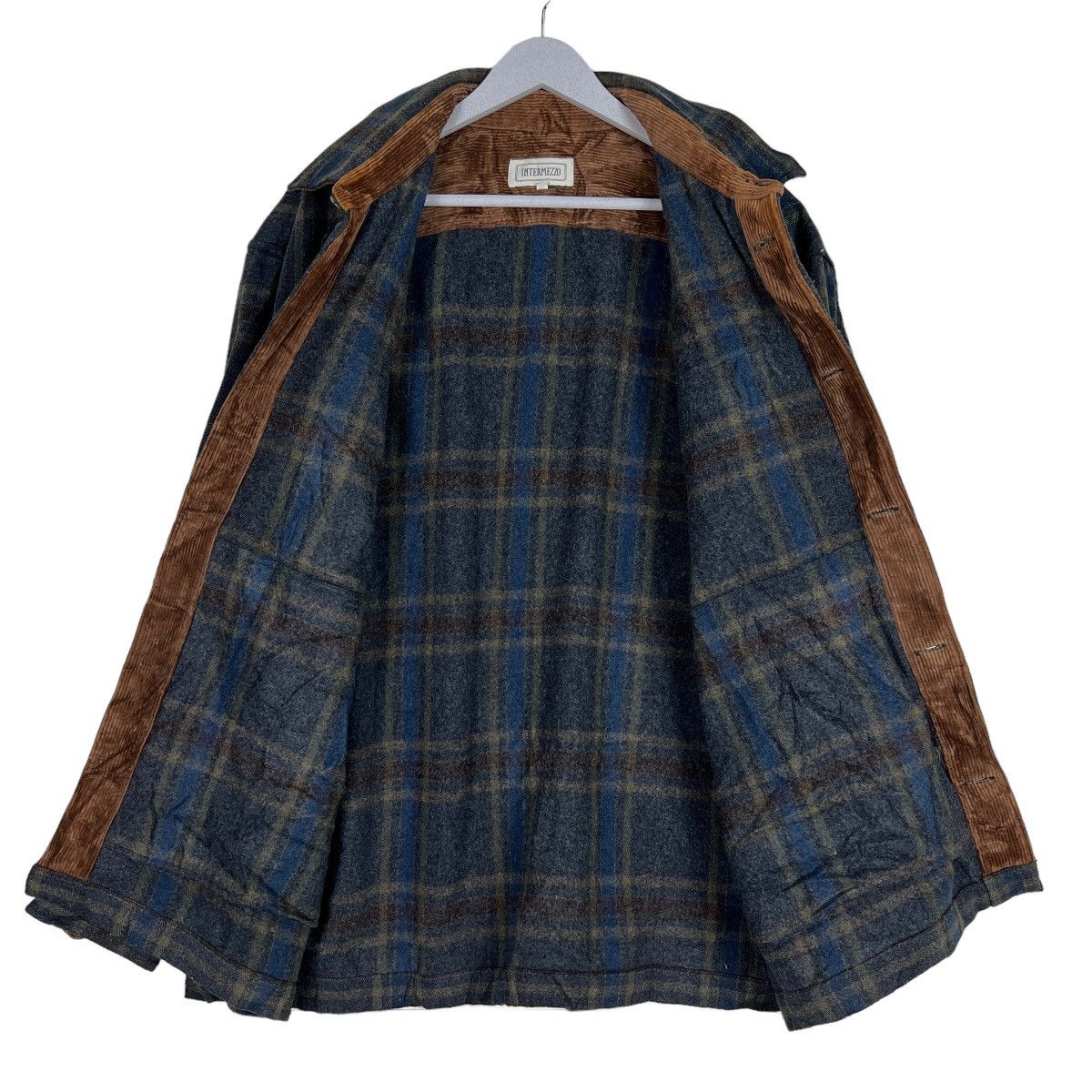 Issey Miyake 🔥 VINTAGE INTERMEZZO WOOL PLAID SHADOWS CPO JACKET Size US L / EU 52-54 / 3 - 10 Thumbnail