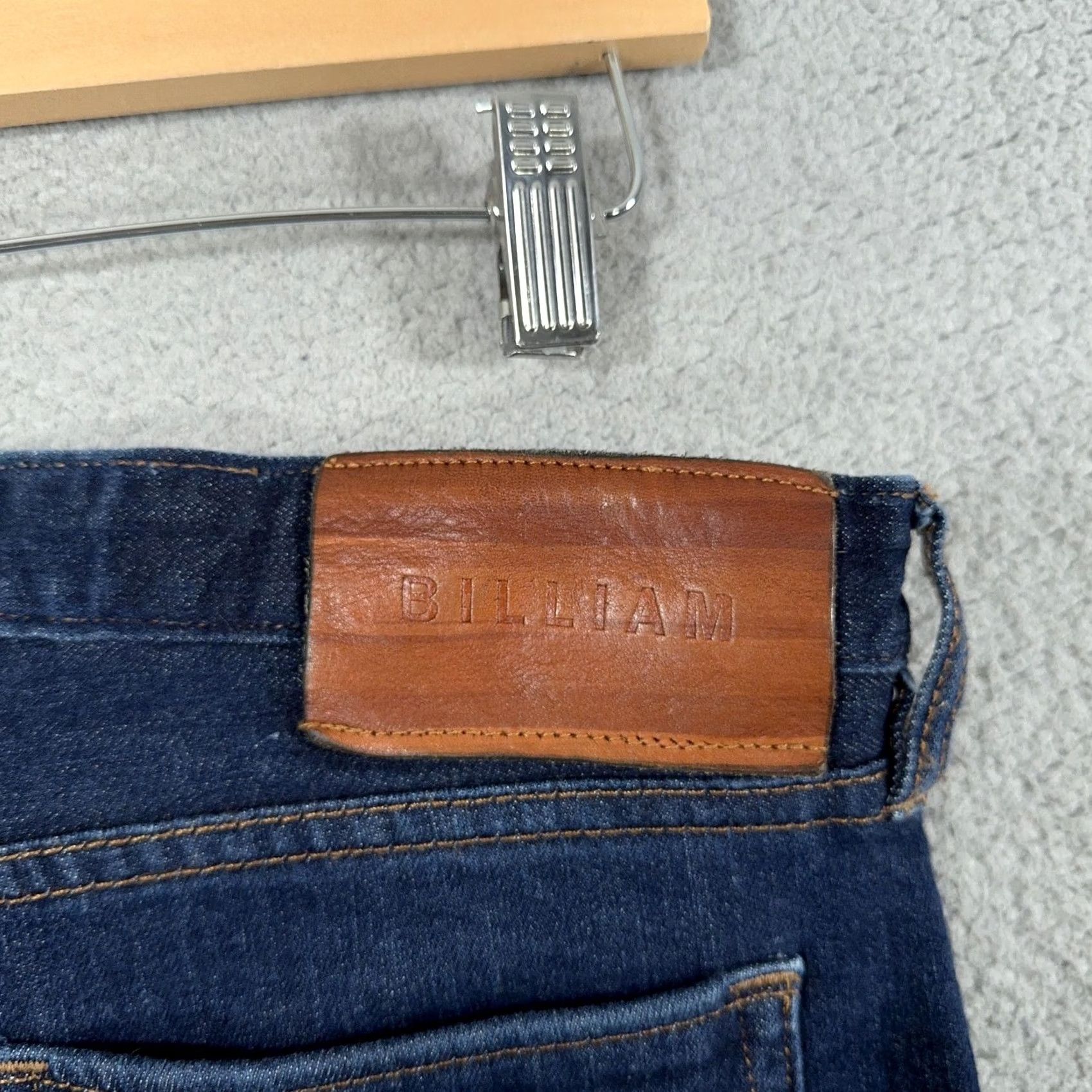 Denime Billiam Jeans Mens 33x29 Blue Denim Slim Tapered Button Fly Made USA Vintage No Size US 33 - 7 Thumbnail