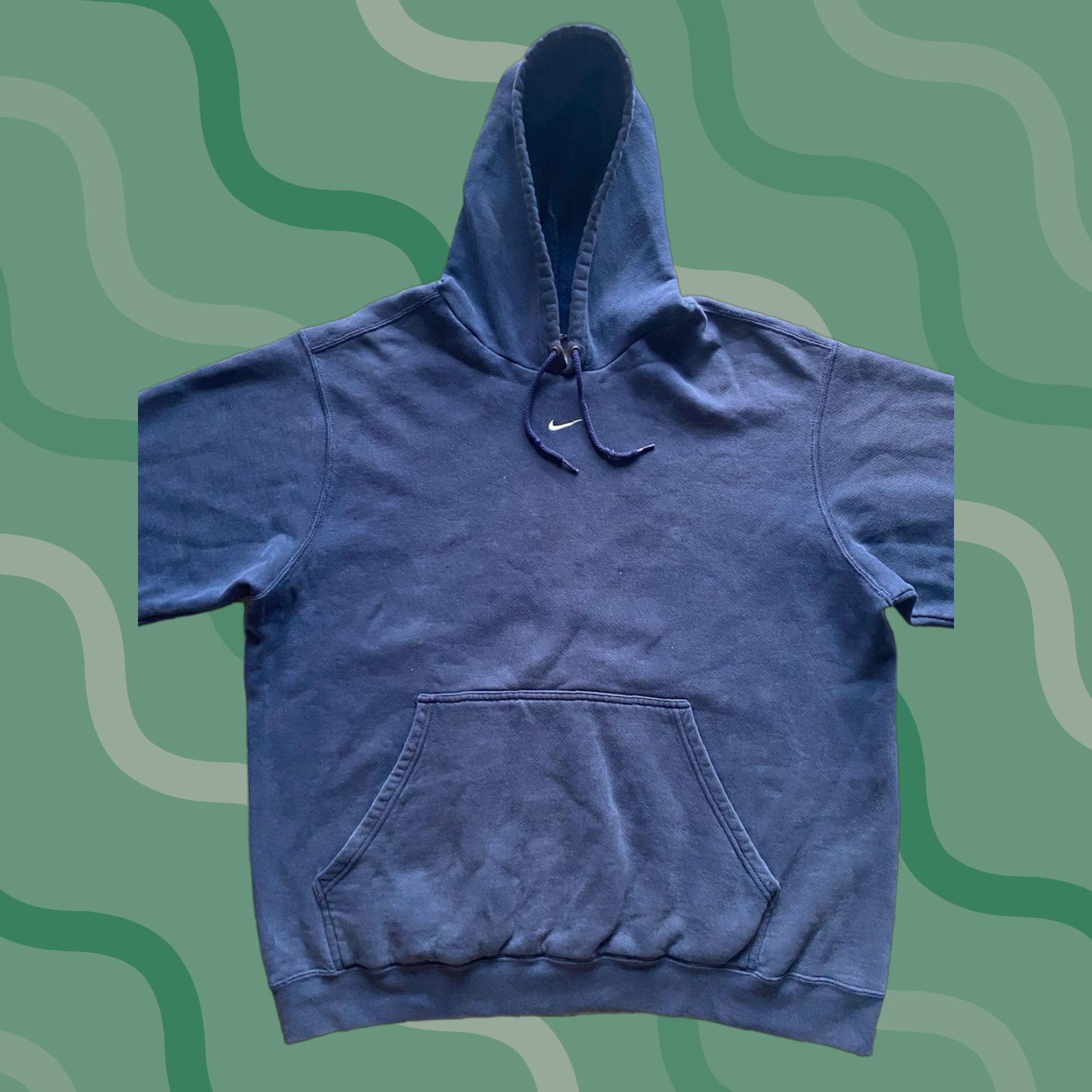 Nike VINTAGE Nike Center Swoosh Blue Hoodie Mens L Mexico Y2K Gray Tag Pullover Blue Hoodie Mens L Size US L / EU 52-54 / 3 - 1 Thumbnail