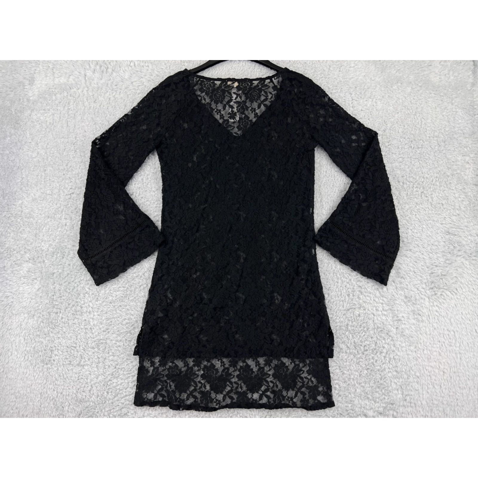 Vintage VINTAGE LA Made Womens Blouse Long Sleeve V-Neck Lace Overlay Floral Small Black Casual Shirt Adult Oktoberfest Dress UpWeekend Wear Size S / US 4 / IT 40 - 2 Thumbnail