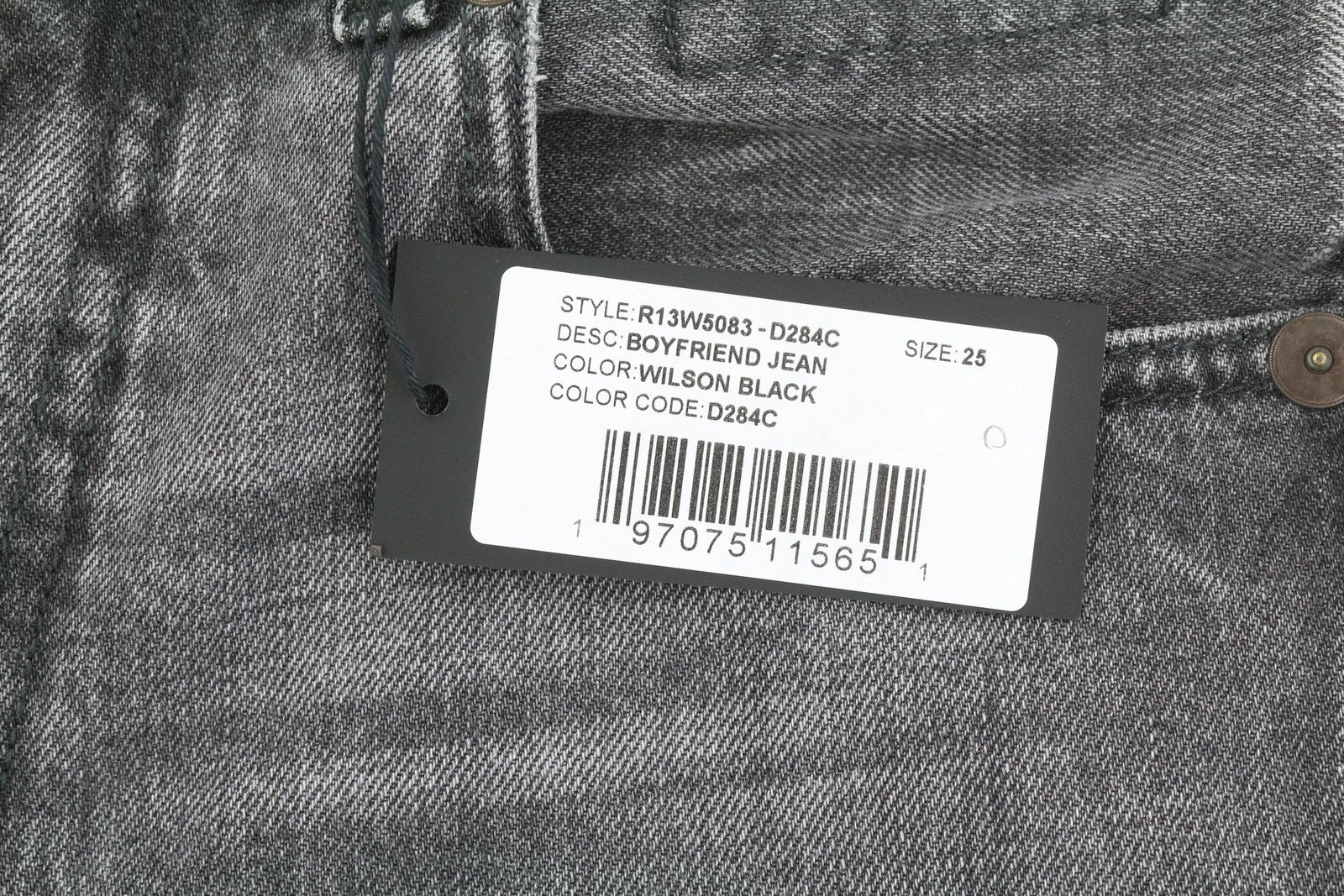 R13 BOYFRIEND 26 Wilson Black Faded Cropped Jeans 86144 Size 26" / US 2 / IT 38 - 10 Thumbnail