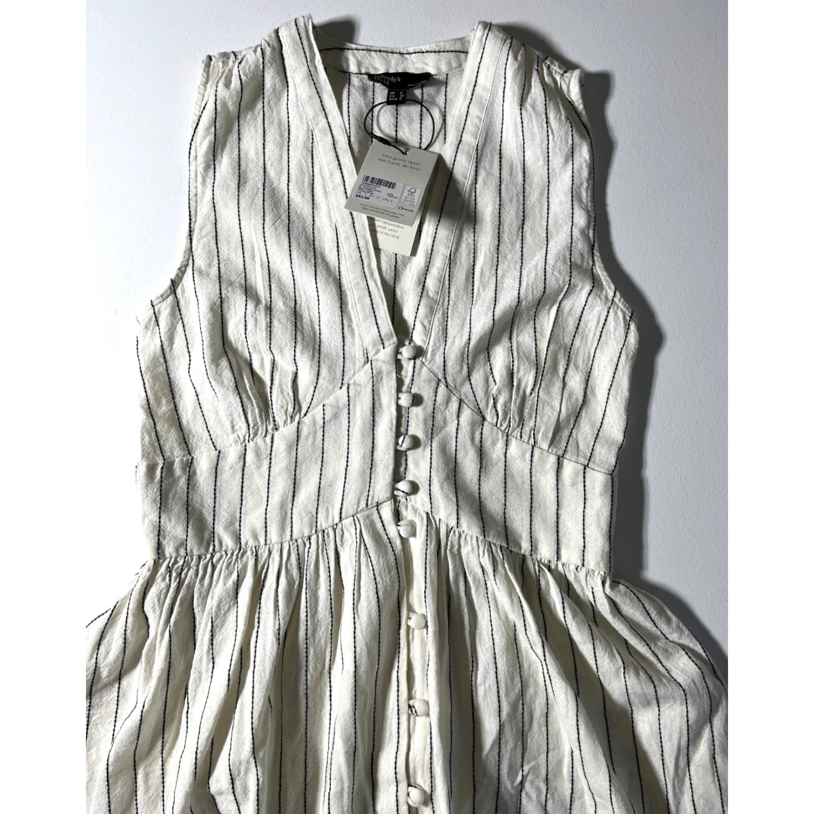 Vintage Nobody's Child Starlight Midi Dress Sleeveless Cream Pinstripe NWT US 0 Women/Adult Slender A-Line Pockets V-Neck Casual Midi Dress Size XS / US 0-2 / IT 36-38 - 6 Thumbnail