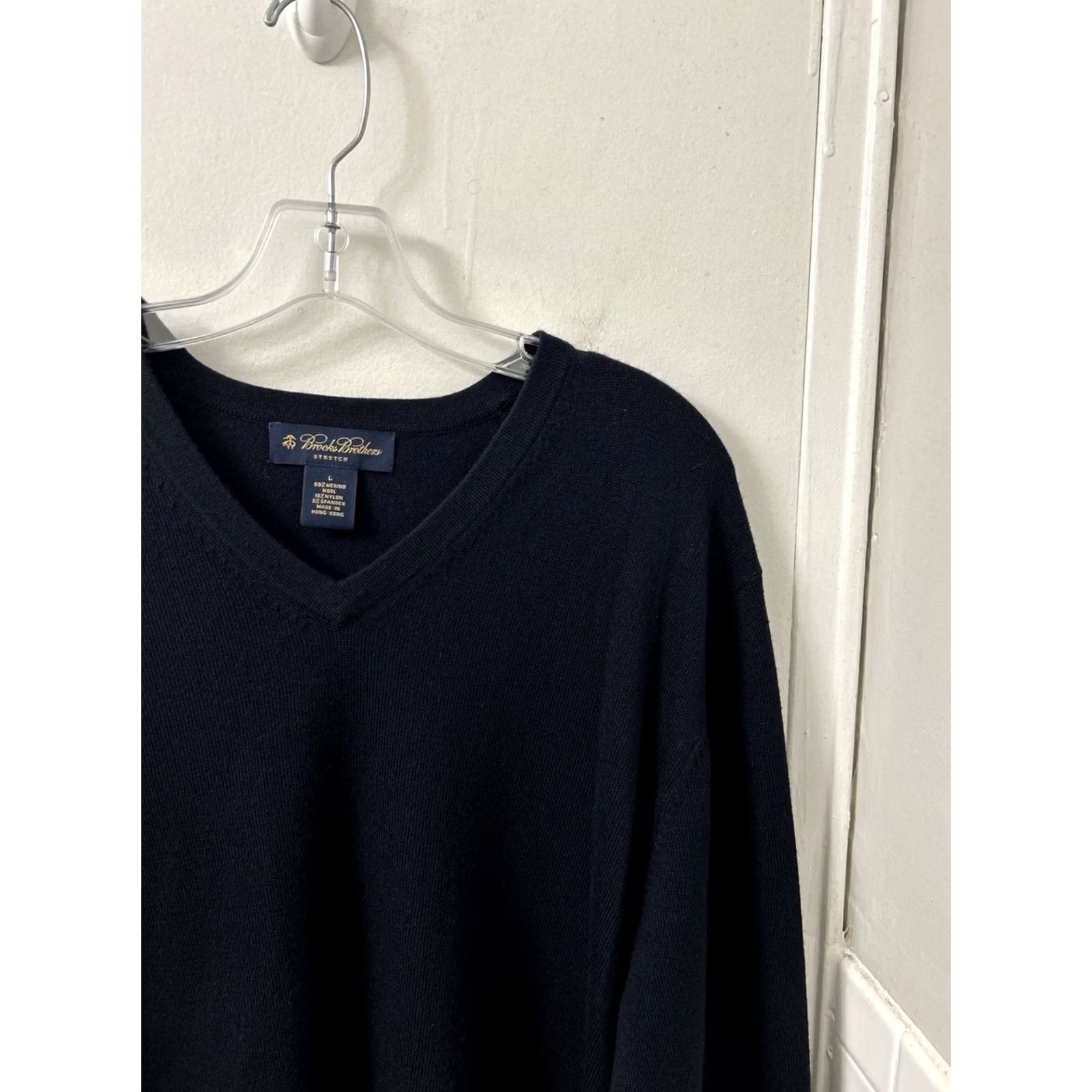Brooks Brothers Brooks Brothers Sweater V-Neck Pullover Mens Large Navy Blue Merino Wool Stretch Pullover Size US L / EU 52-54 / 3 - 4 Thumbnail