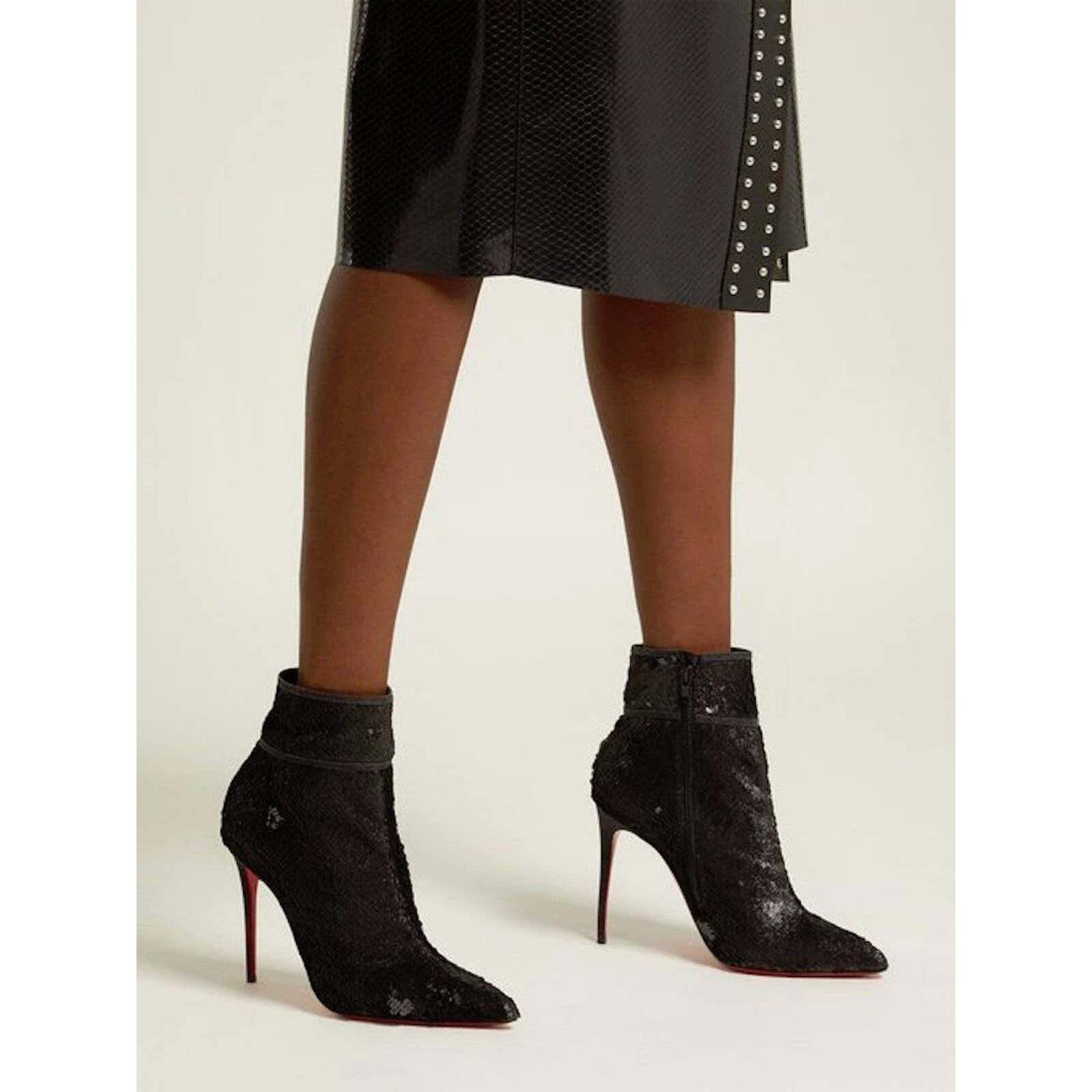 Christian Louboutin Christian Louboutin Moulakate 100 Black Sequin Glitter Heel Size US 5.5 / IT 35.5 - 5 Thumbnail