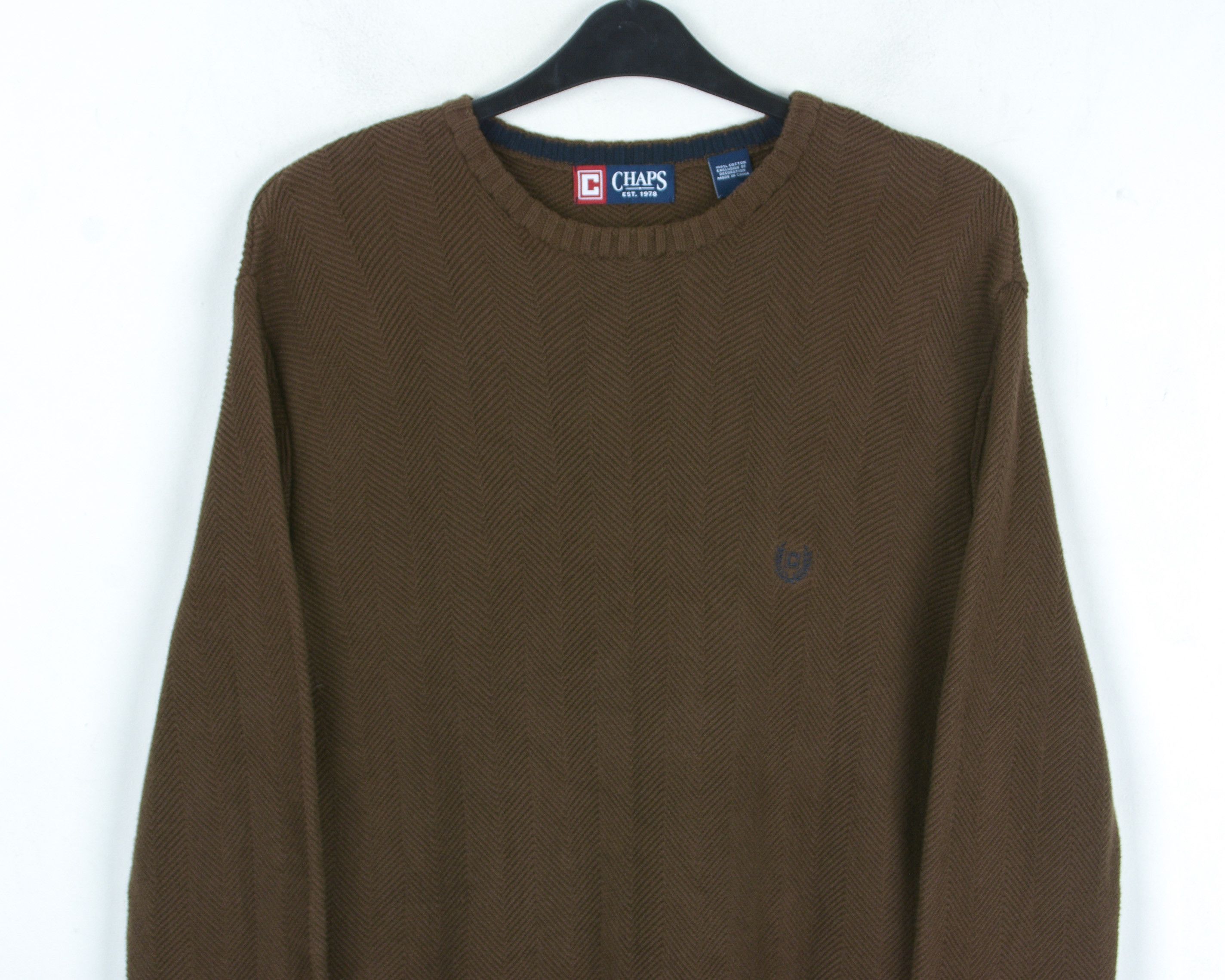 Chaps Sweater Jumper Pullover Cotton Embroidered Logo Crew Neck Size US M / EU 48-50 / 2 - 2 Thumbnail