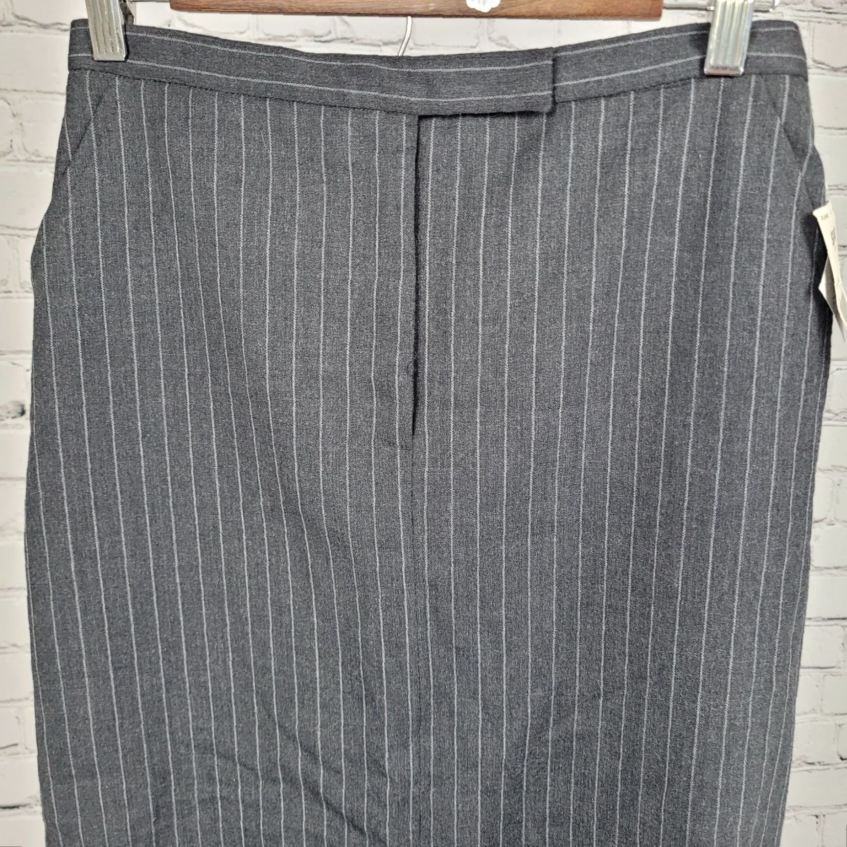 Vintage VTG NWT Laura Scott Gunmetal Grey Wool Blend Pinstriped Lined Skirt Size 6P Size 28" / US 6 / IT 42 - 4 Thumbnail