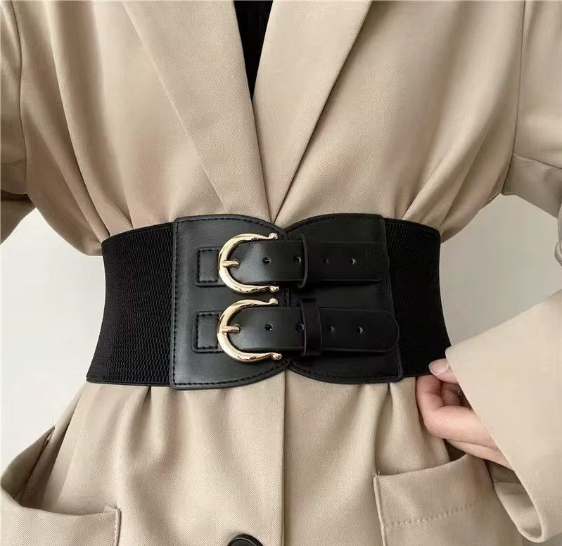 Vintage Vintage Black Pin Elastic Belt Size ONE SIZE - 1 Thumbnail