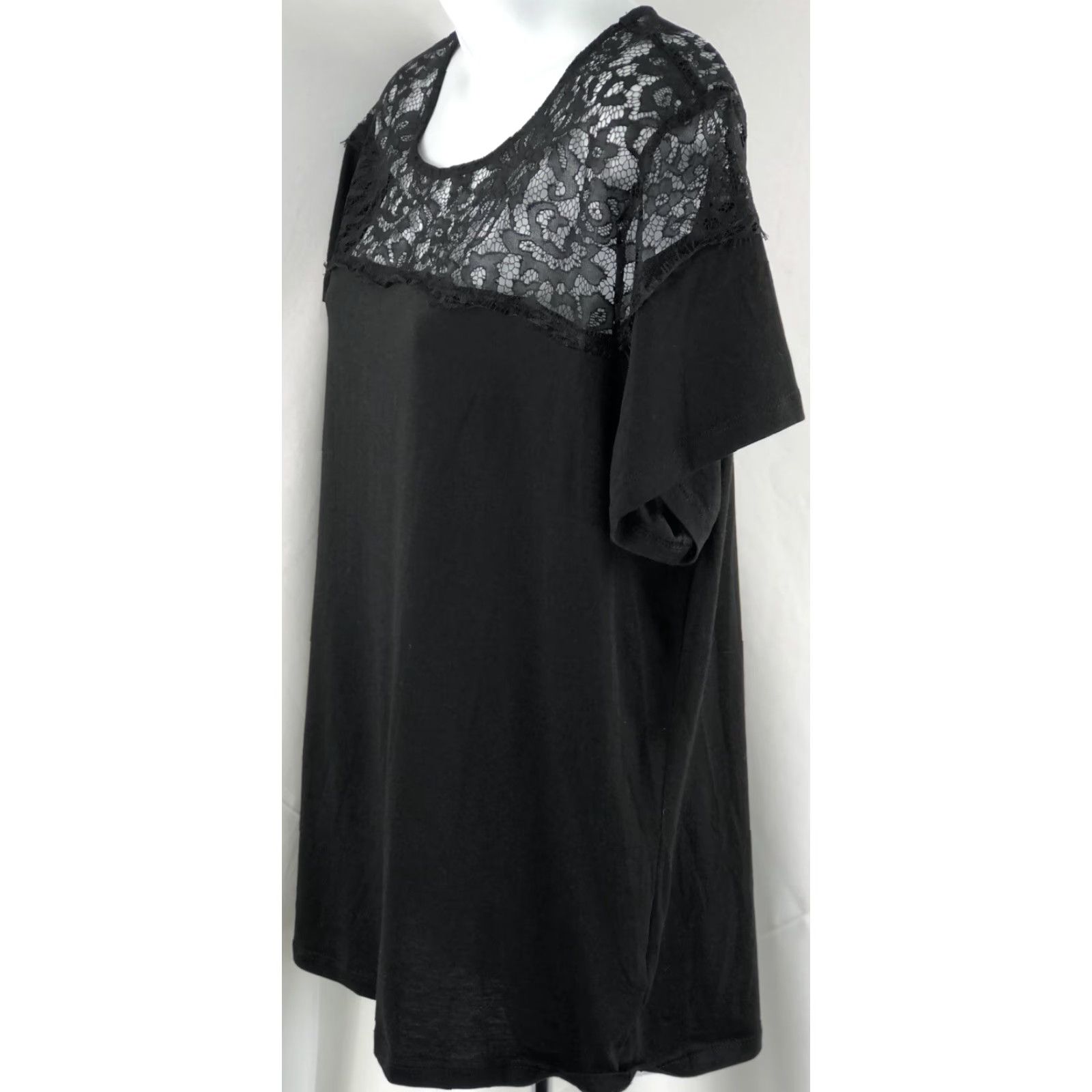 Vintage Cato Lace Top Blouse 18/20W Black Scoop Neck Short Sleeve Lace Plus Size Womens Size XXL / US 16-18 / IT 52-54 - 2 Thumbnail