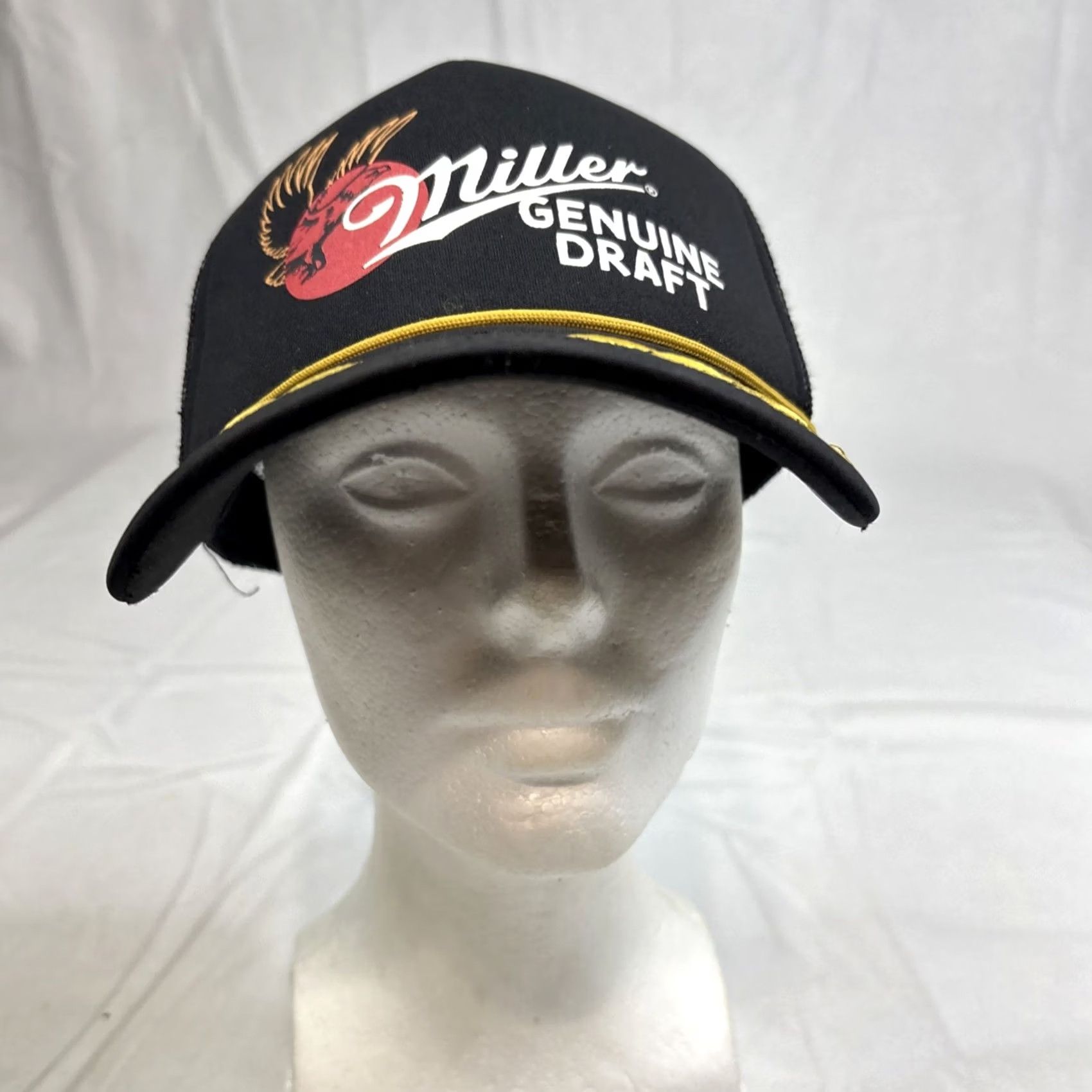 Vintage Miller Genuine Draft Embroidered Black Adjustable Hat Cap Beer Mens One Size Black Cotton Canvas Baseball Cap Size ONE SIZE - 2 Thumbnail