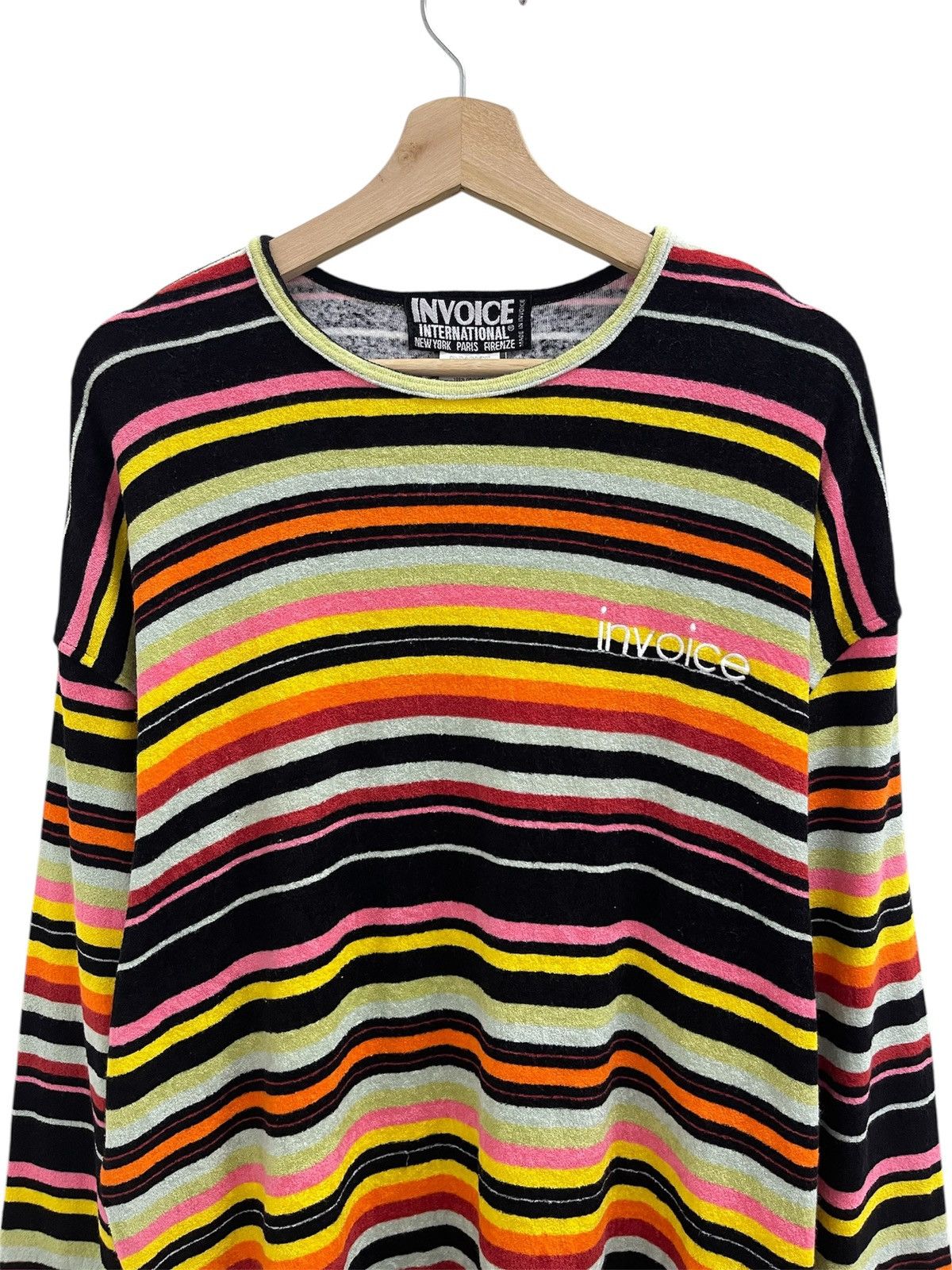 Japanese Brand Invoice Disco Stripe Wool L/S Shirt Size US XL / EU 56 / 4 - 2 Thumbnail