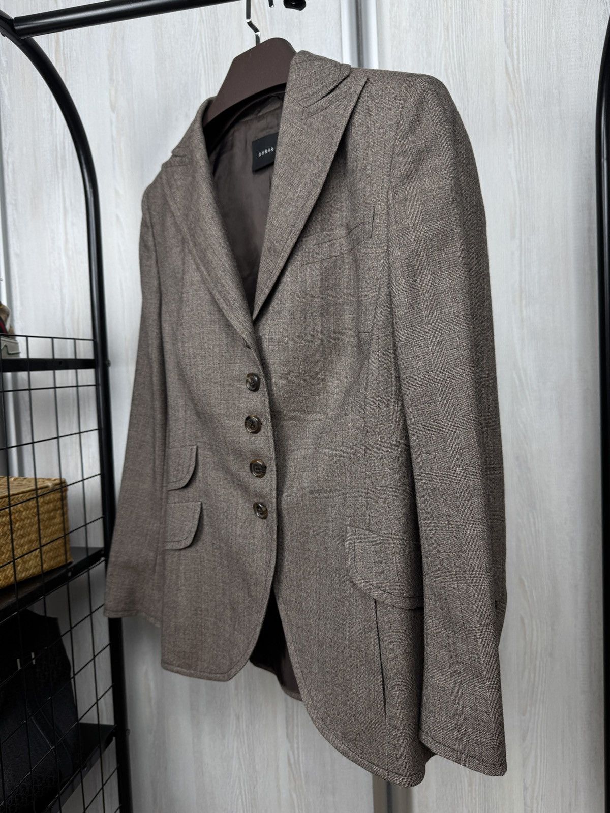Akris Akris beige brown 50s style wool checkered blazer Size XL / US 12-14 / IT 48-50 - 5 Thumbnail