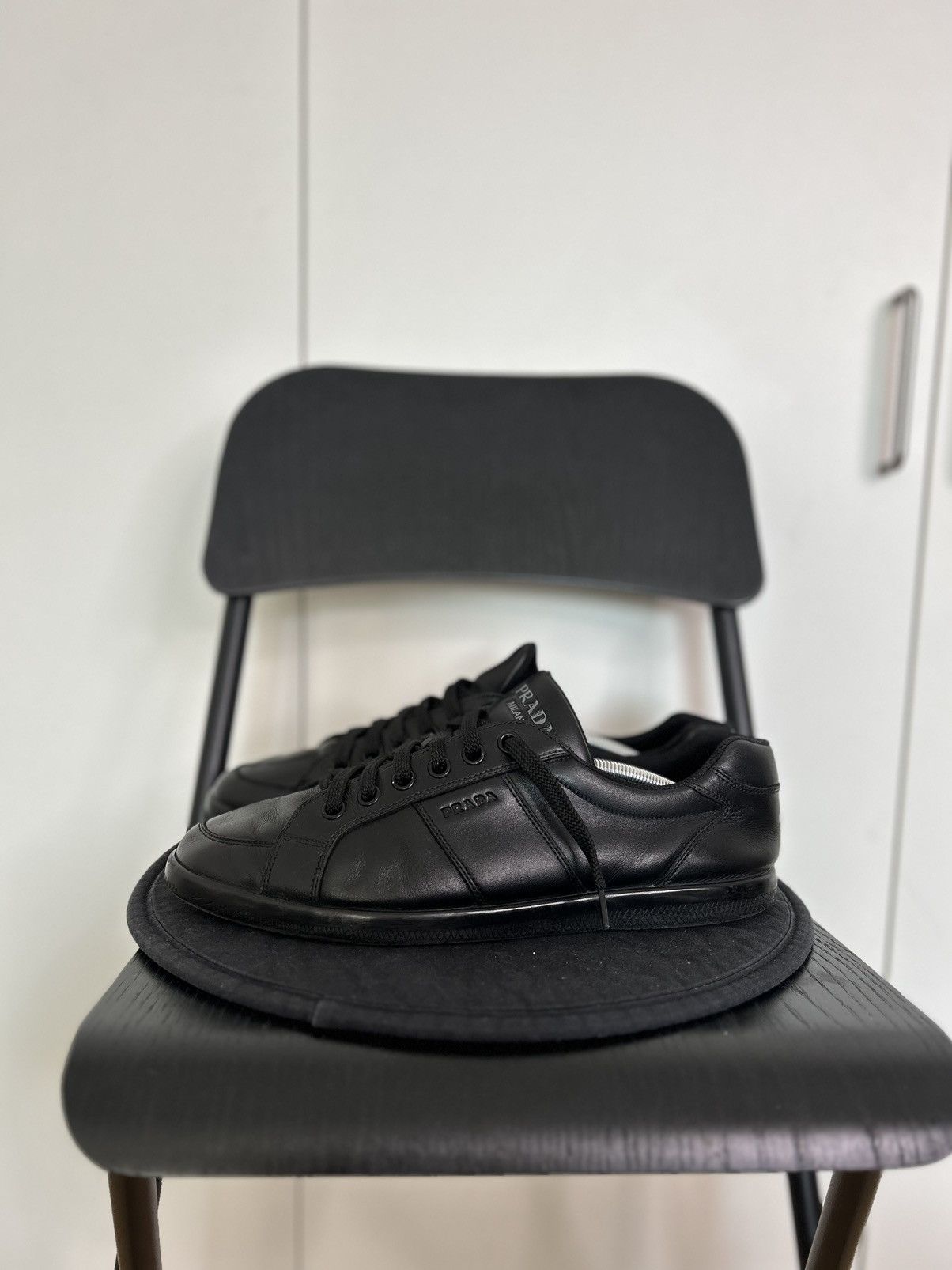 Prada Luxury Prada Trainers Shoes Black Leather Size US 11.5 / EU 44-45 - 1 Thumbnail