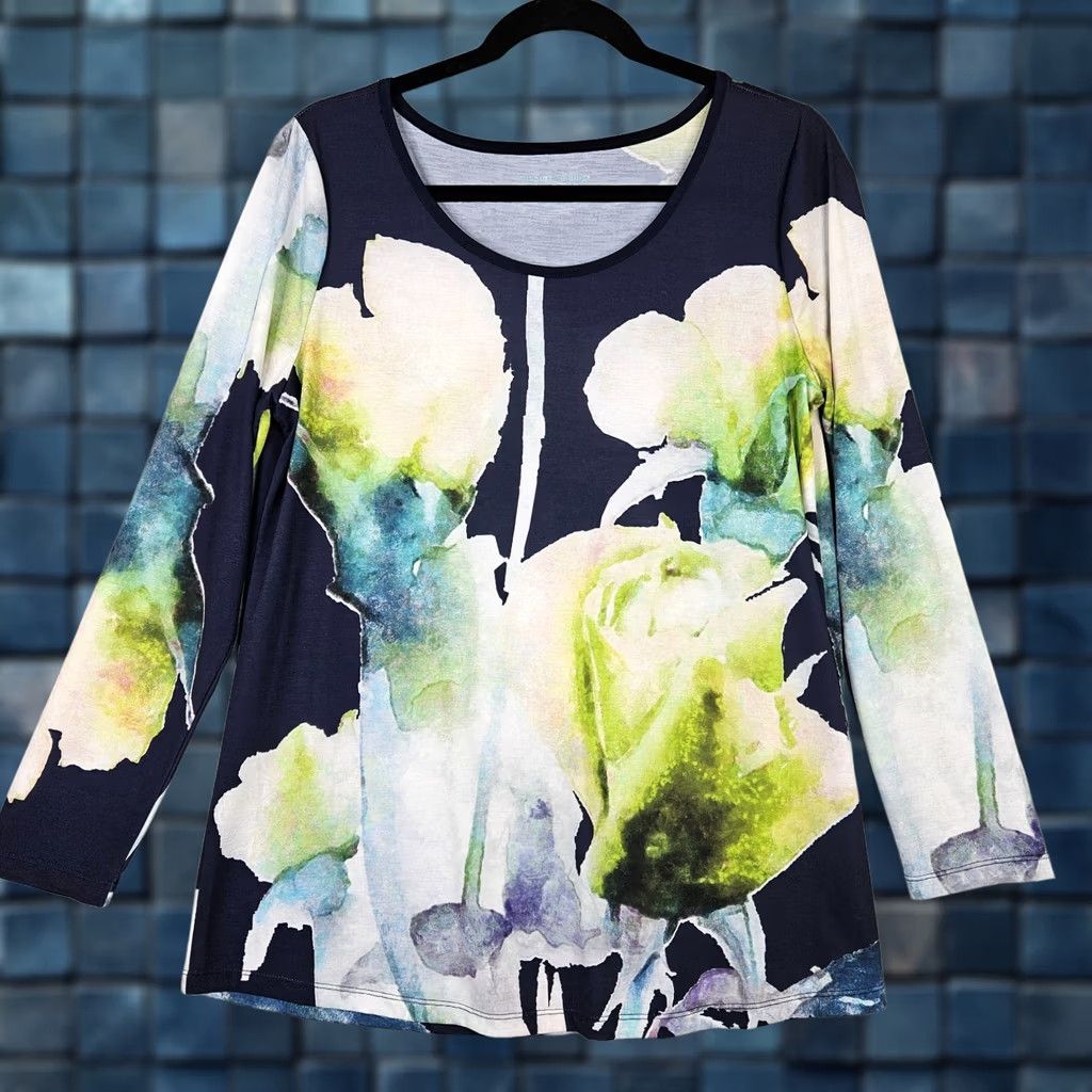 Soft Surroundings Soft Surroundings Tunic Top Size M Floral Printed Long Sleeve Round neck T-Shirt Size M / US 6-8 / IT 42-44 - 1 Thumbnail