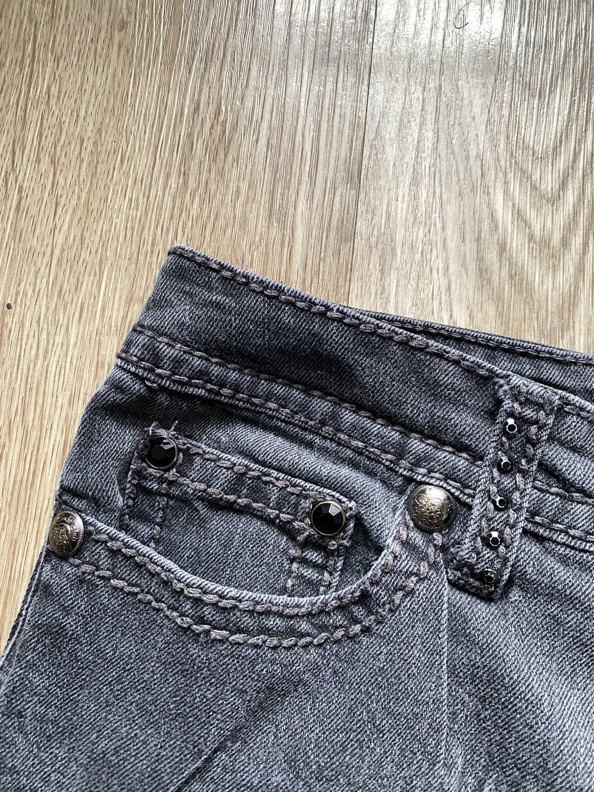 Other Y2K Black Goth Crystal Denim Jeans Size 34" / US 12 / IT 48 - 6 Thumbnail