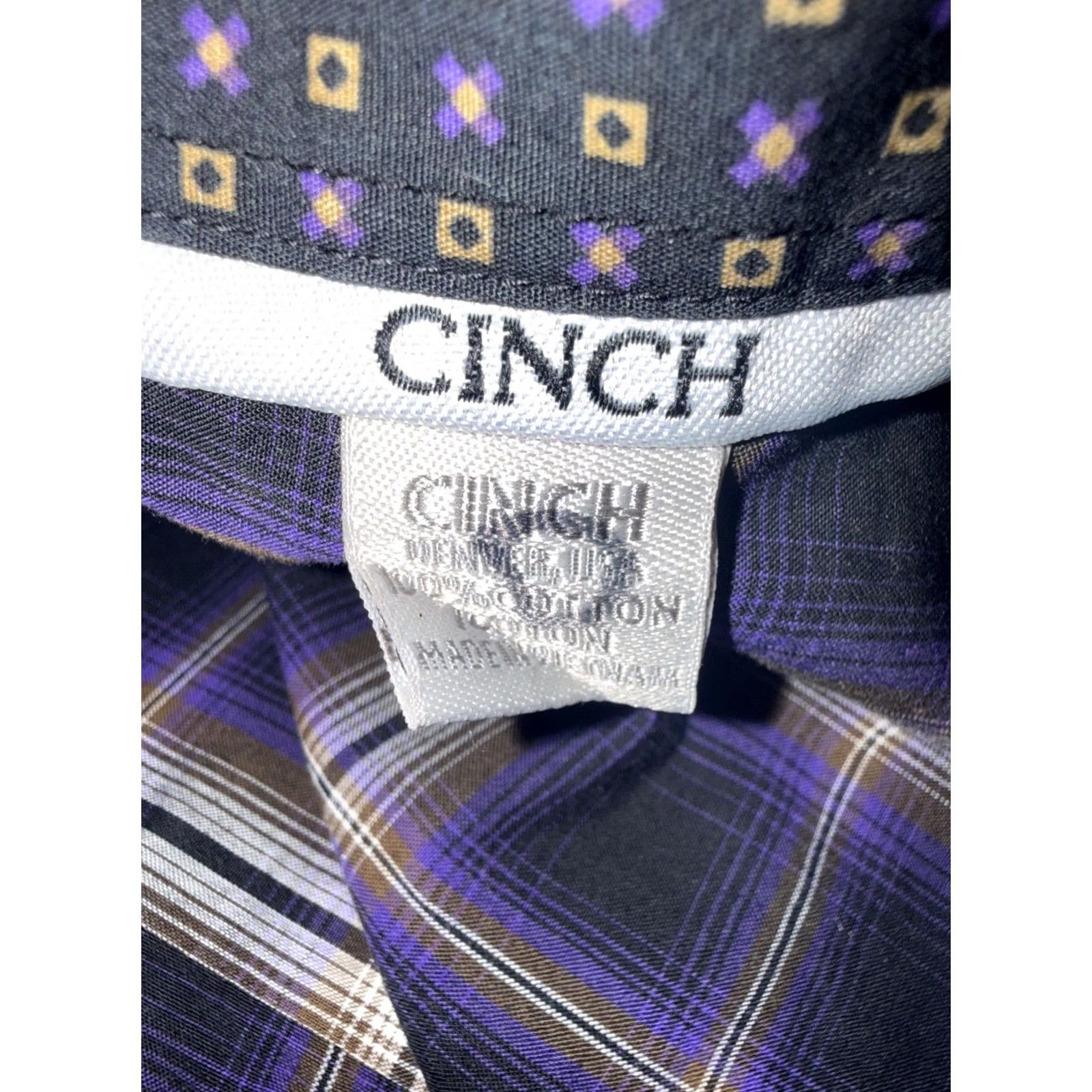 Vintage Cinch Shirt Men’s M Purple Black Plaid Button-Up Long Sleeve Western Cowboy Size US M / EU 48-50 / 2 - 4 Thumbnail