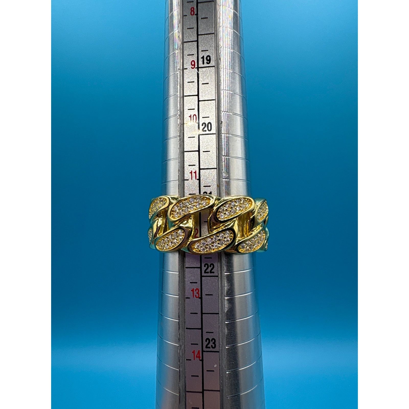Jewelry NWT SZ. 12 (11.75)- 3CTW Moissanite Gold over 925 Cuban Ring Size ONE SIZE - 8 Thumbnail