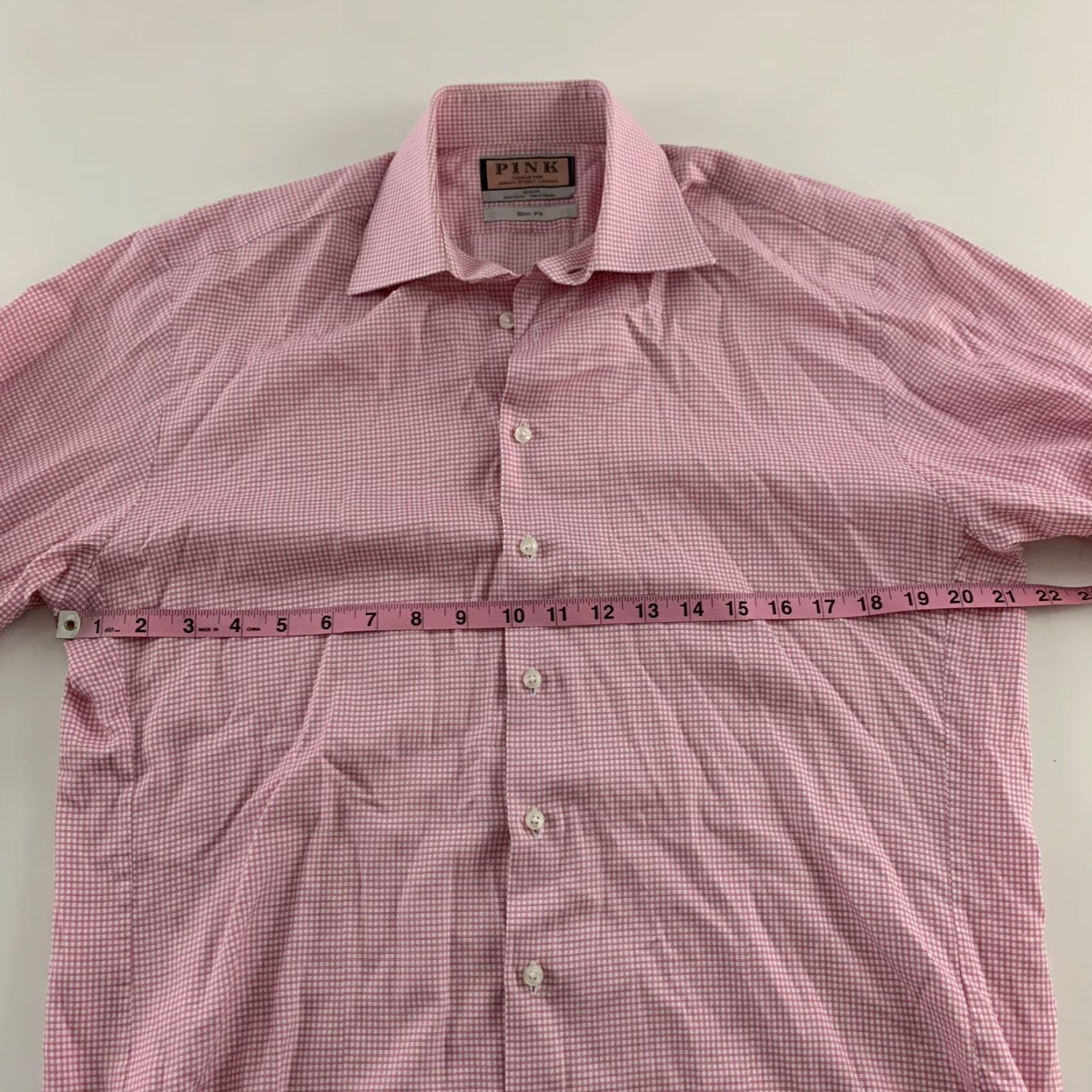 Pinko Thomas Pink Dress Shirt Slim Fit Long Sleeve Pink 16 Mens French Cuff Size US L / EU 52-54 / 3 - 5 Thumbnail