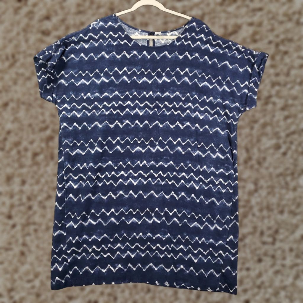 Old Navy Womens Linen Dress 2XL Blue Zig Zag Stripes XXL Pullover Shift Comfort Shirt Dress Womens Casual Beach Vintage Old Navy Classic 90s? Size XXL / US 16-18 / IT 52-54 - 1 Thumbnail