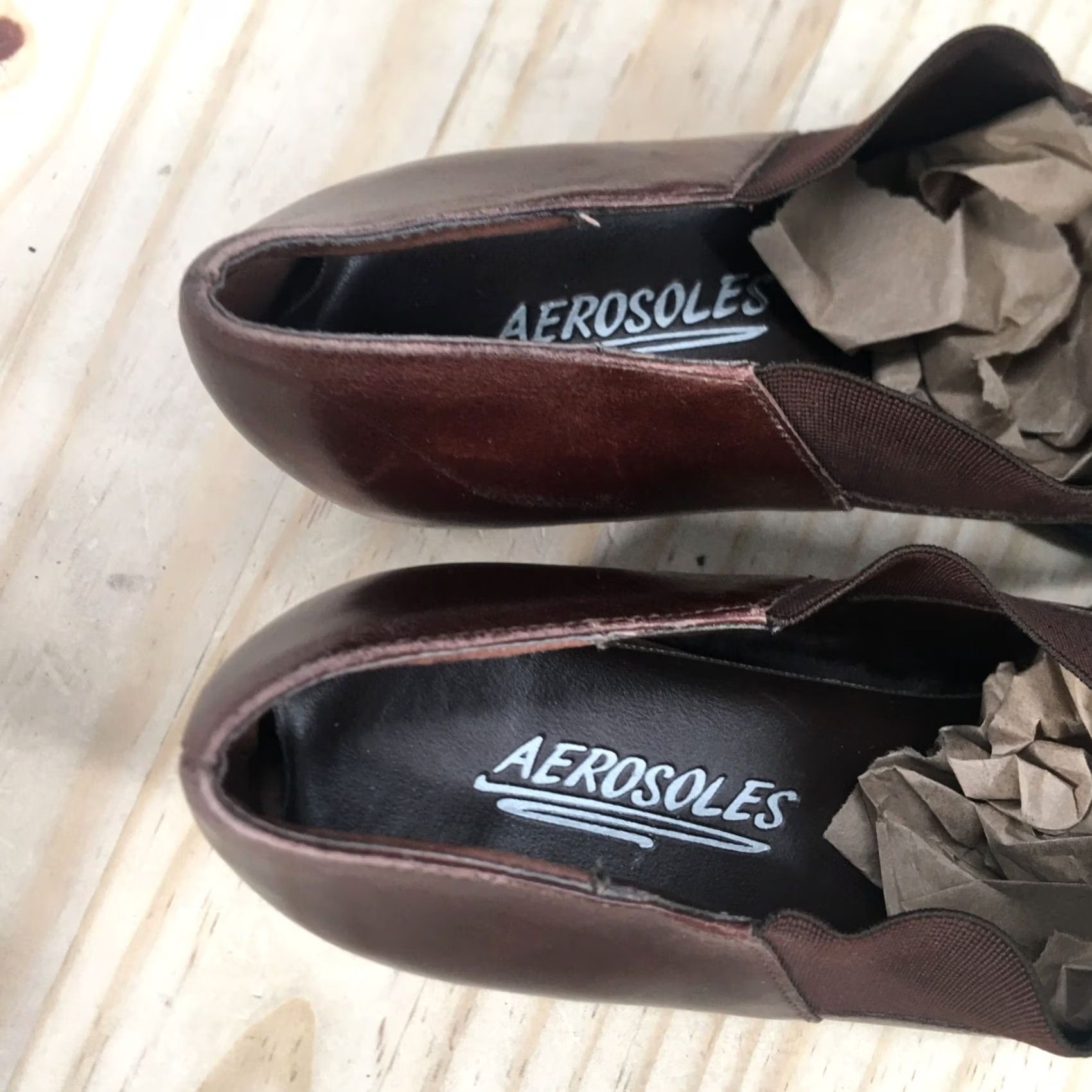 Vintage Aerosoles Boots Womens 8 B Heel An Copter Ankle Booties Brown Leather Block HEEL Casual Shoes Women Size US 8 / IT 38 - 5 Thumbnail