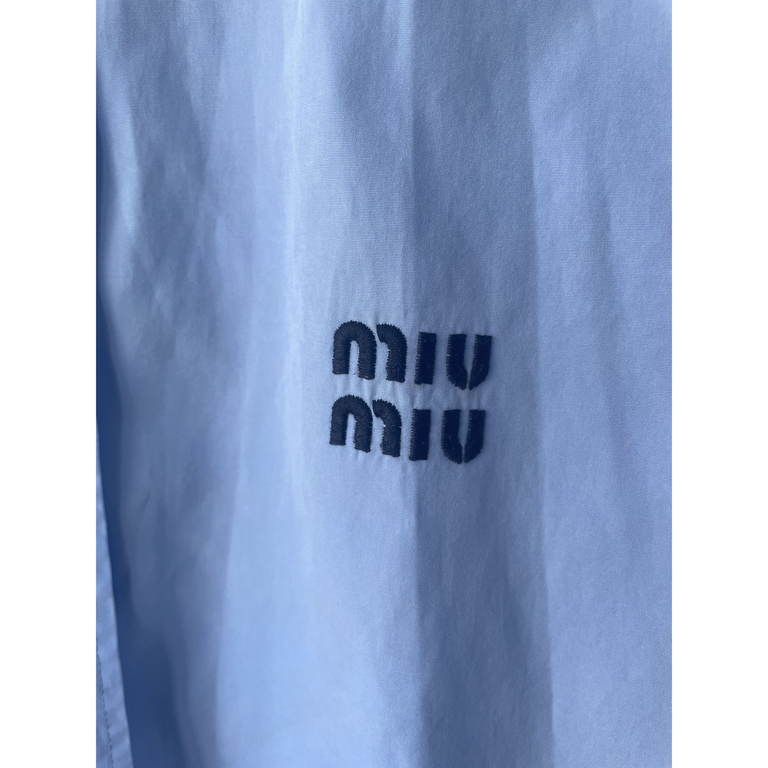 Miu Miu Miu Miu Light Blue Cotton Womens Cropped Button-Up Shirt Wit Size M / US 6-8 / IT 42-44 - 4 Thumbnail