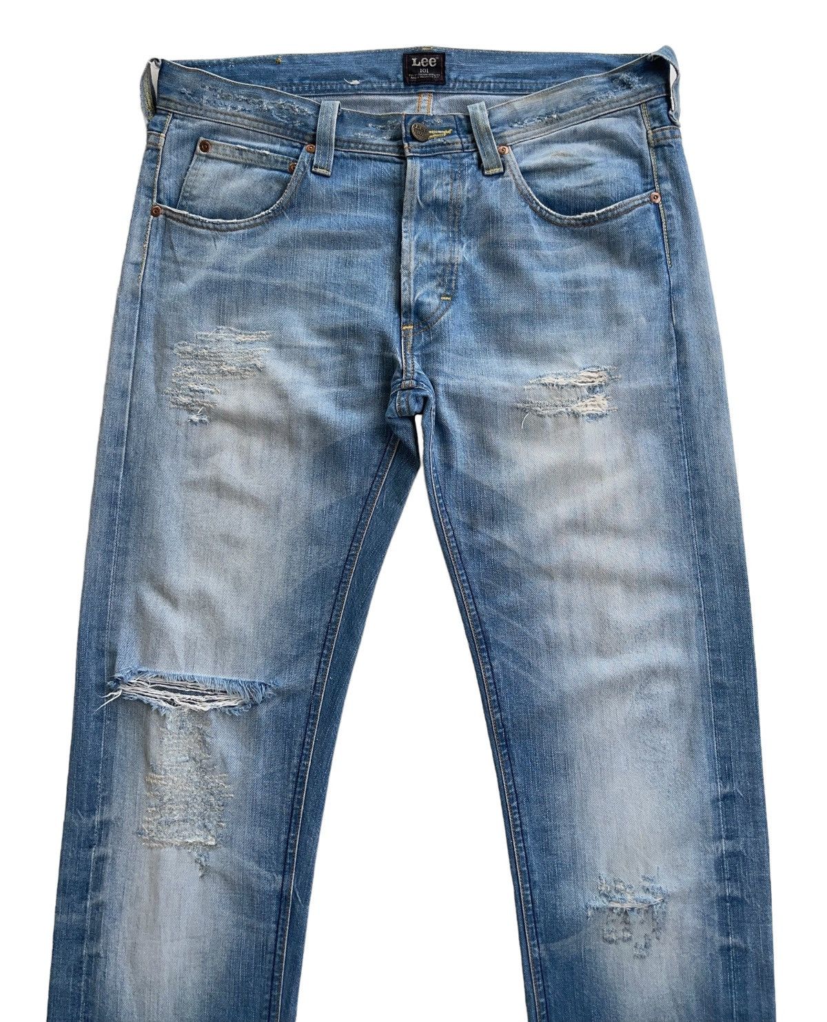 Lee Vintage Lee 101 Men Tapered Distressed Denim Size US 33 - 3 Thumbnail