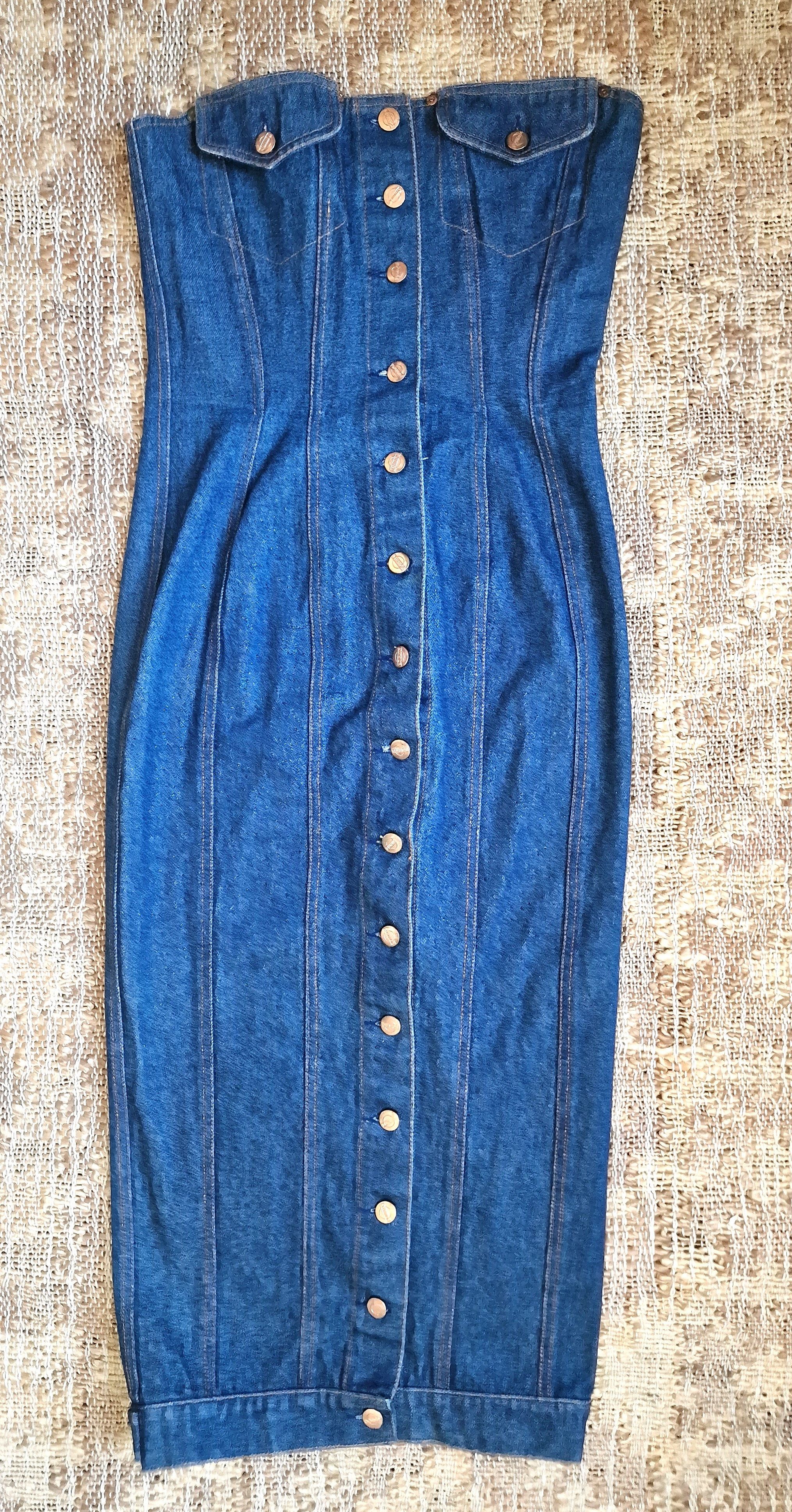 Jean Paul Gaultier 1992 DD Denim Bustier Large Medium Dress