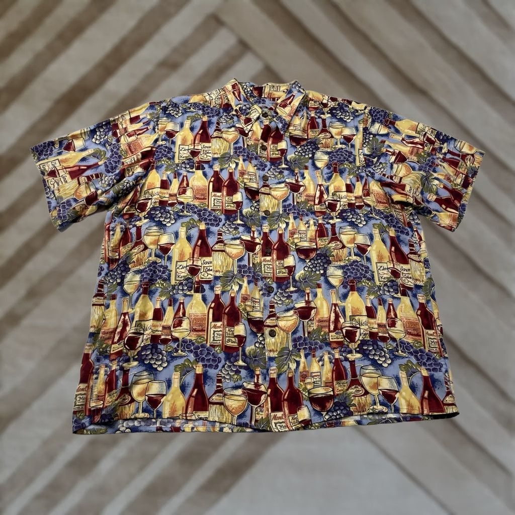 Reyn Spooner Reyn Spooner Hawaiian Shirt Large Men's Button-Up Short Sleeve Multicolor Orange County Wine Society Wines Vineyards Theme Hawaiian Size US L / EU 52-54 / 3 - 1 Thumbnail