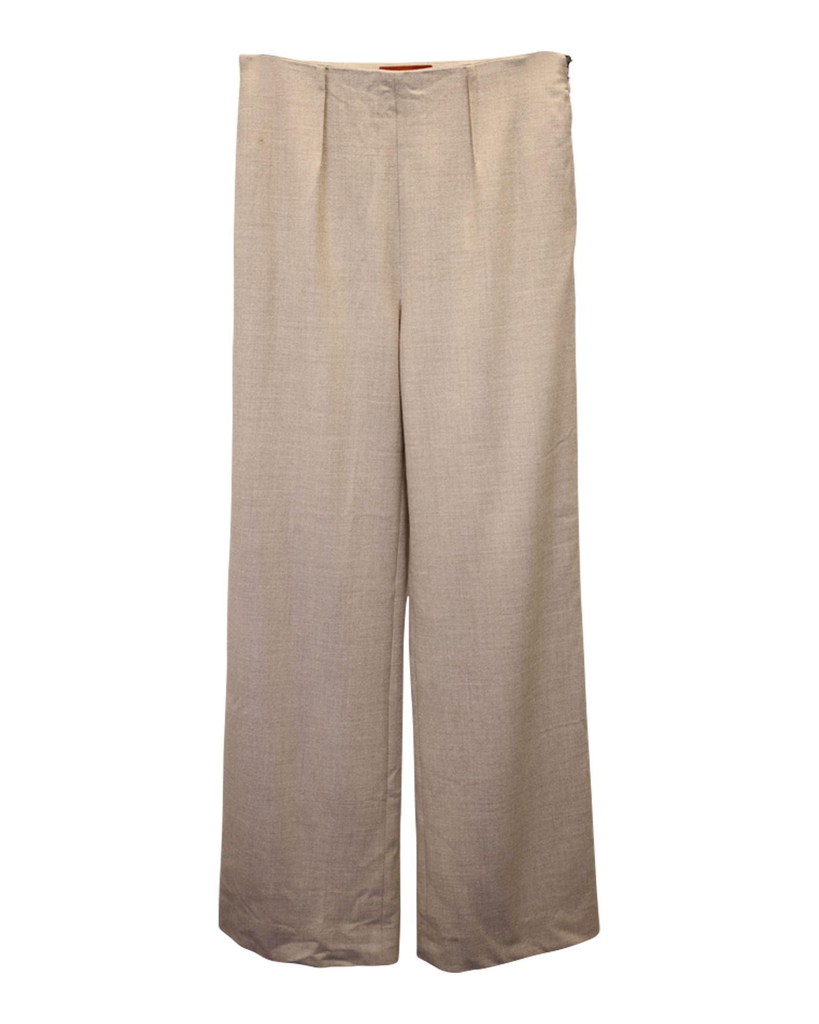 image of Altuzarra Beige High-Waisted Wool Trousers With Side Pockets, Women's (Size 27)