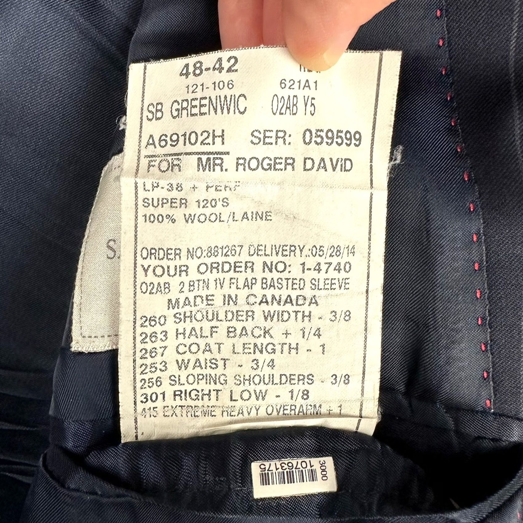 Vintage Samuelsohn Loro Piana Blazer Navy Blue Striped Wool Super 120’s SB Greenwic 48R Size 48R - 6 Thumbnail
