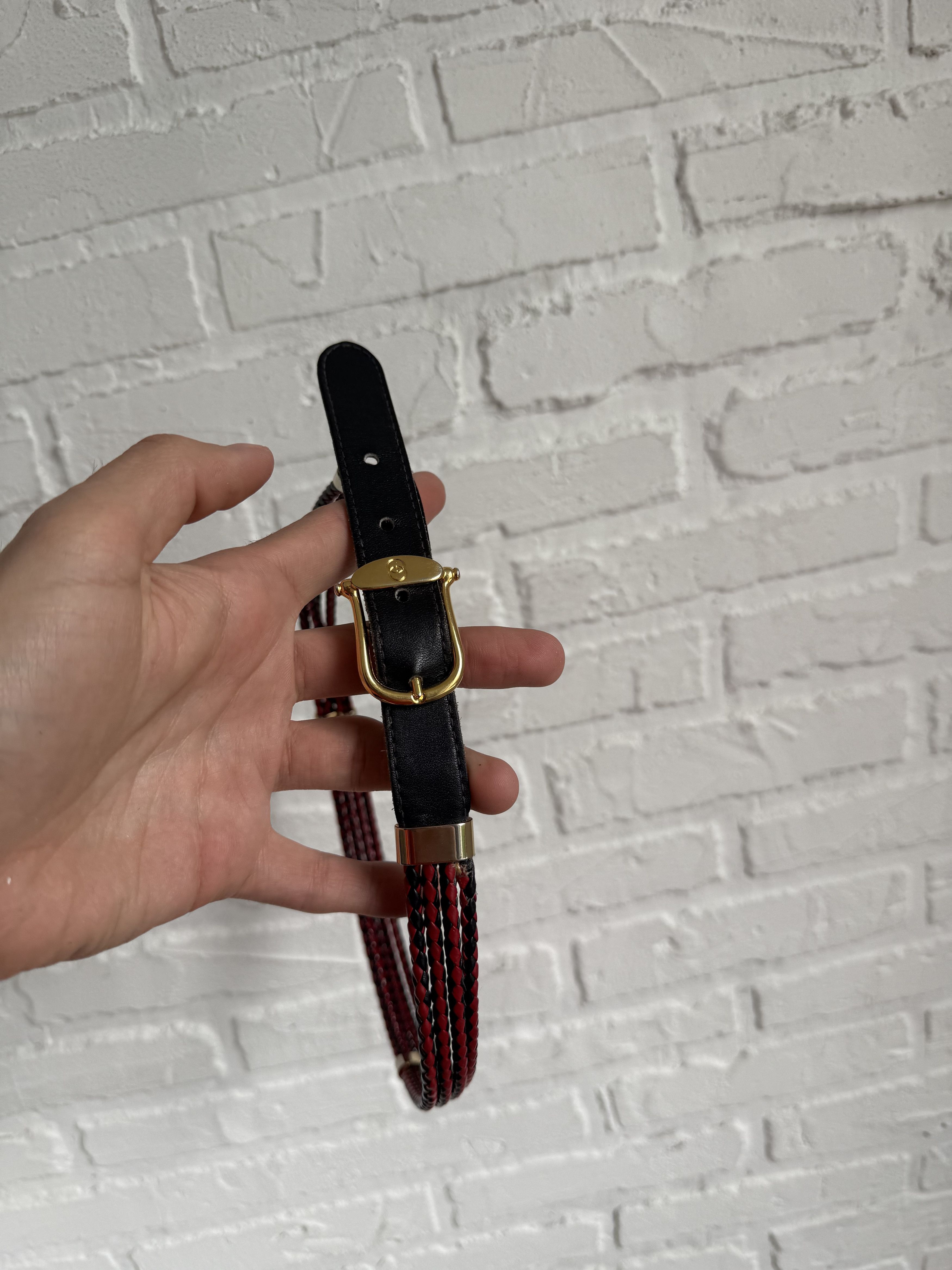 Gucci Vintage Gucci Braided Leather Belt Red Black Size ONE SIZE - 8 Thumbnail