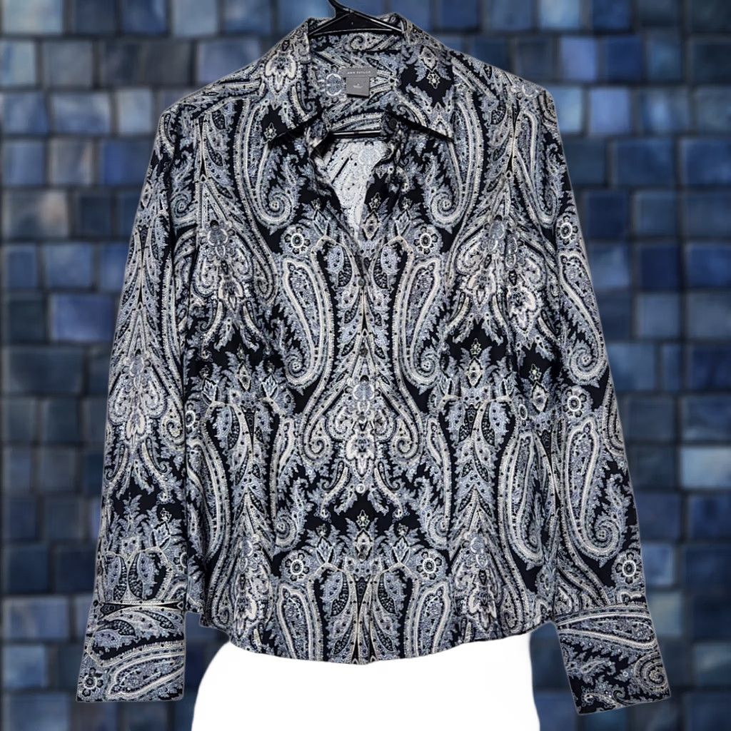 Ann Taylor Ann Taylor Blouse Shirt Silk Paisley Long Sleeve Button Up Collared 4 Multicolor Womens Size S / US 4 / IT 40 - 1 Thumbnail
