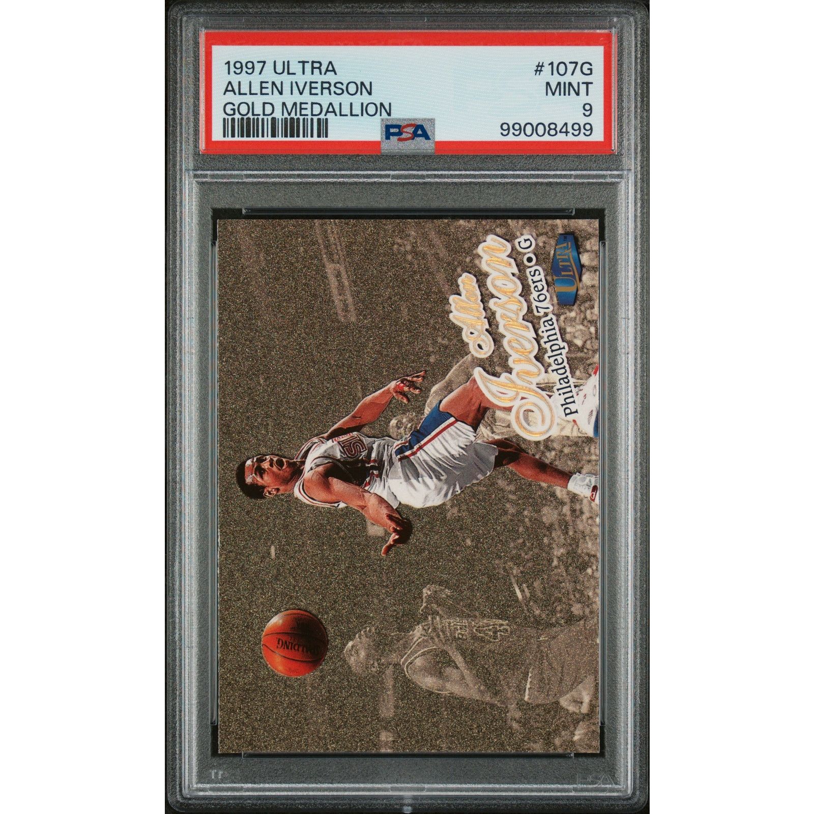 NBA 1997 Fleer Ultra Gold Medallion #107G Allen Iverson PSA 9 Size ONE SIZE - 1 Thumbnail