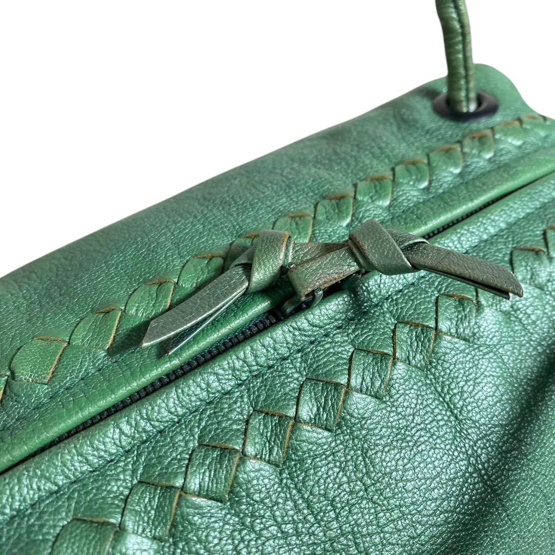 Bottega Veneta Bottega Veneta - Intrecciato Emerald Green Handbag Leather Size ONE SIZE - 13 Thumbnail
