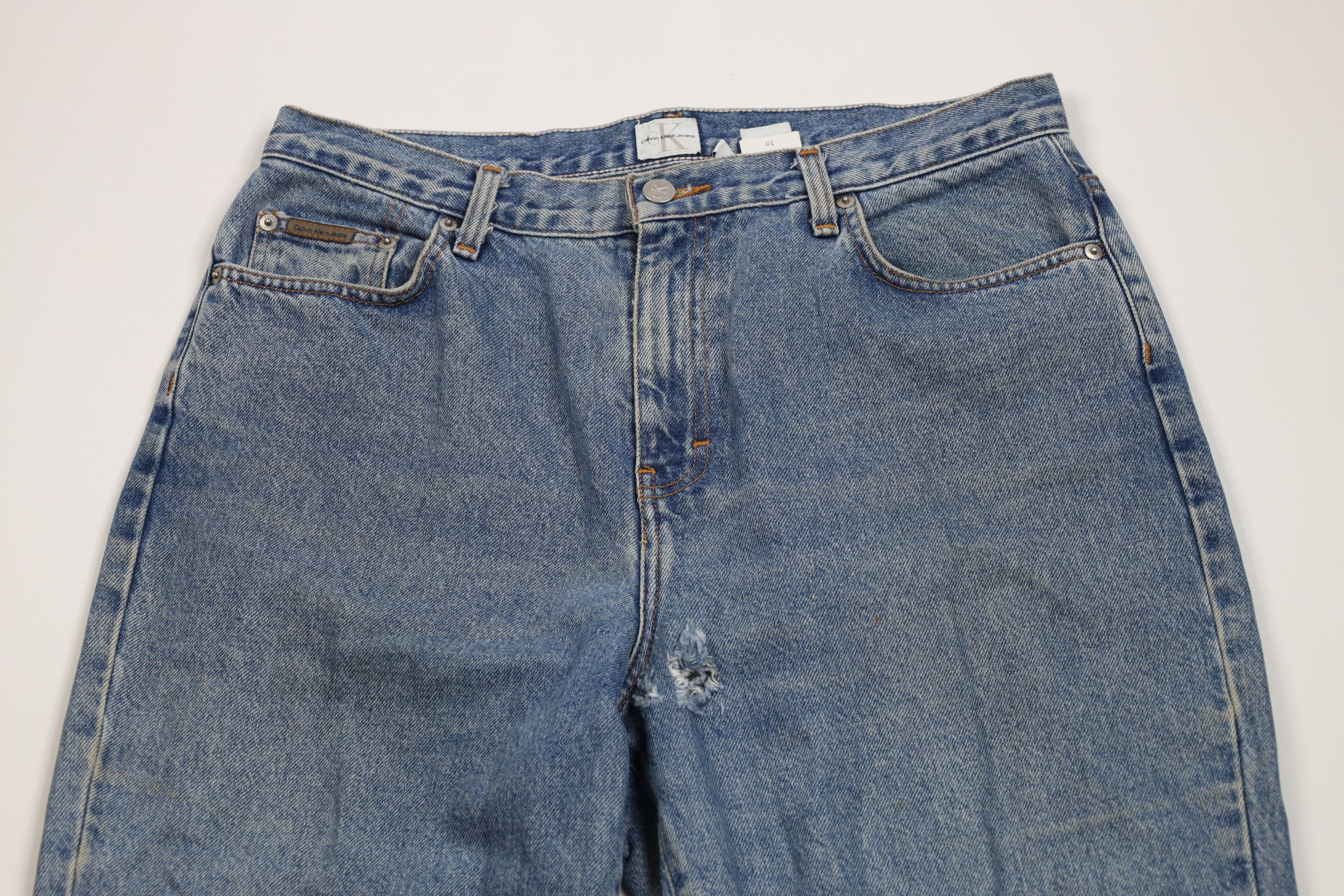 Calvin Klein × Vintage Vintage 90s Calvin Klein Spell Out Straight Leg Denim Jeans Size 36" / US 14 / IT 50 - 2 Thumbnail