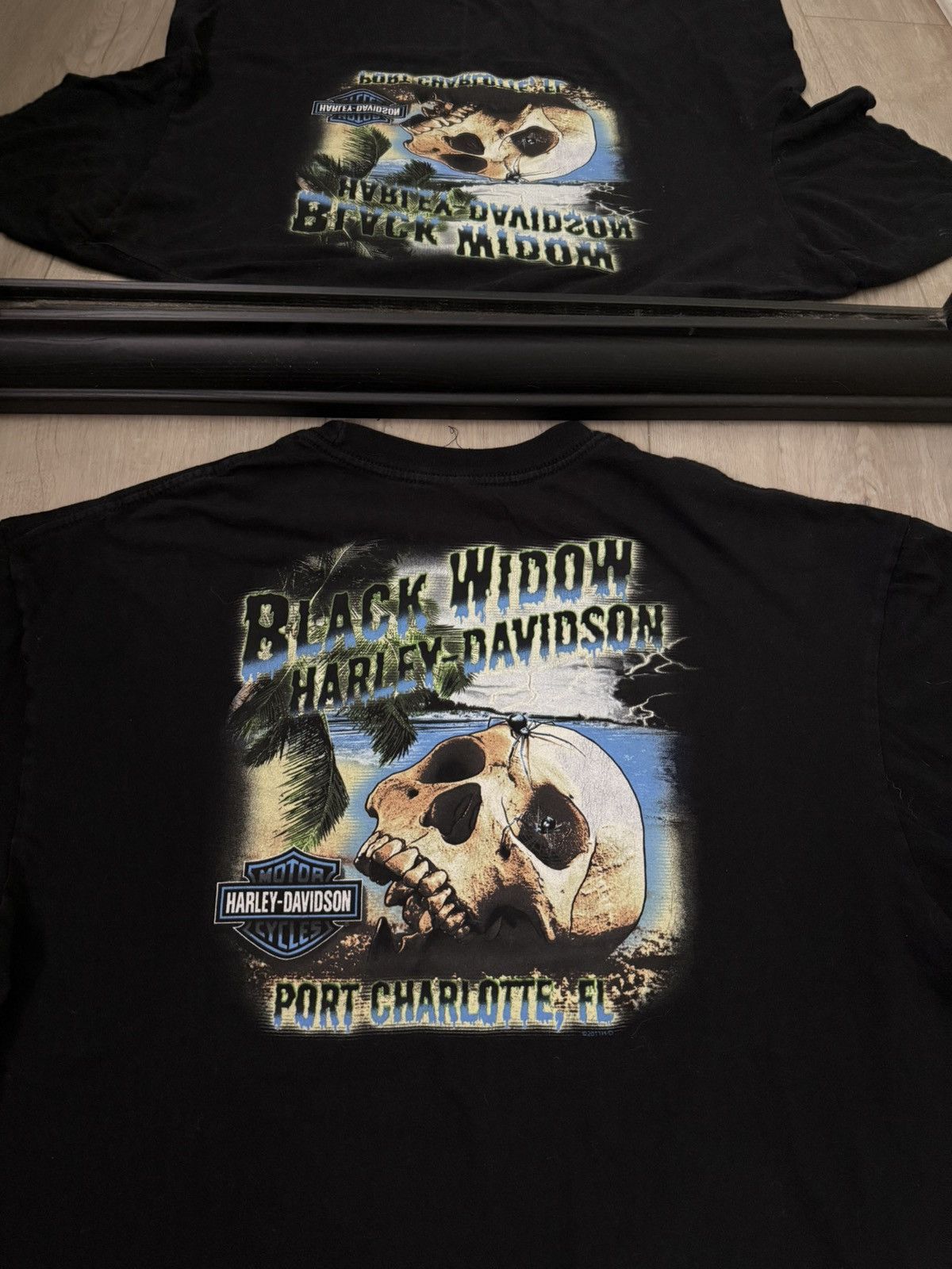 Harley Davidson × Vintage Vintage / Y2K Harley Davidson Black Widow Skull Shirt Size US XXL / EU 58 / 5 - 2 Thumbnail