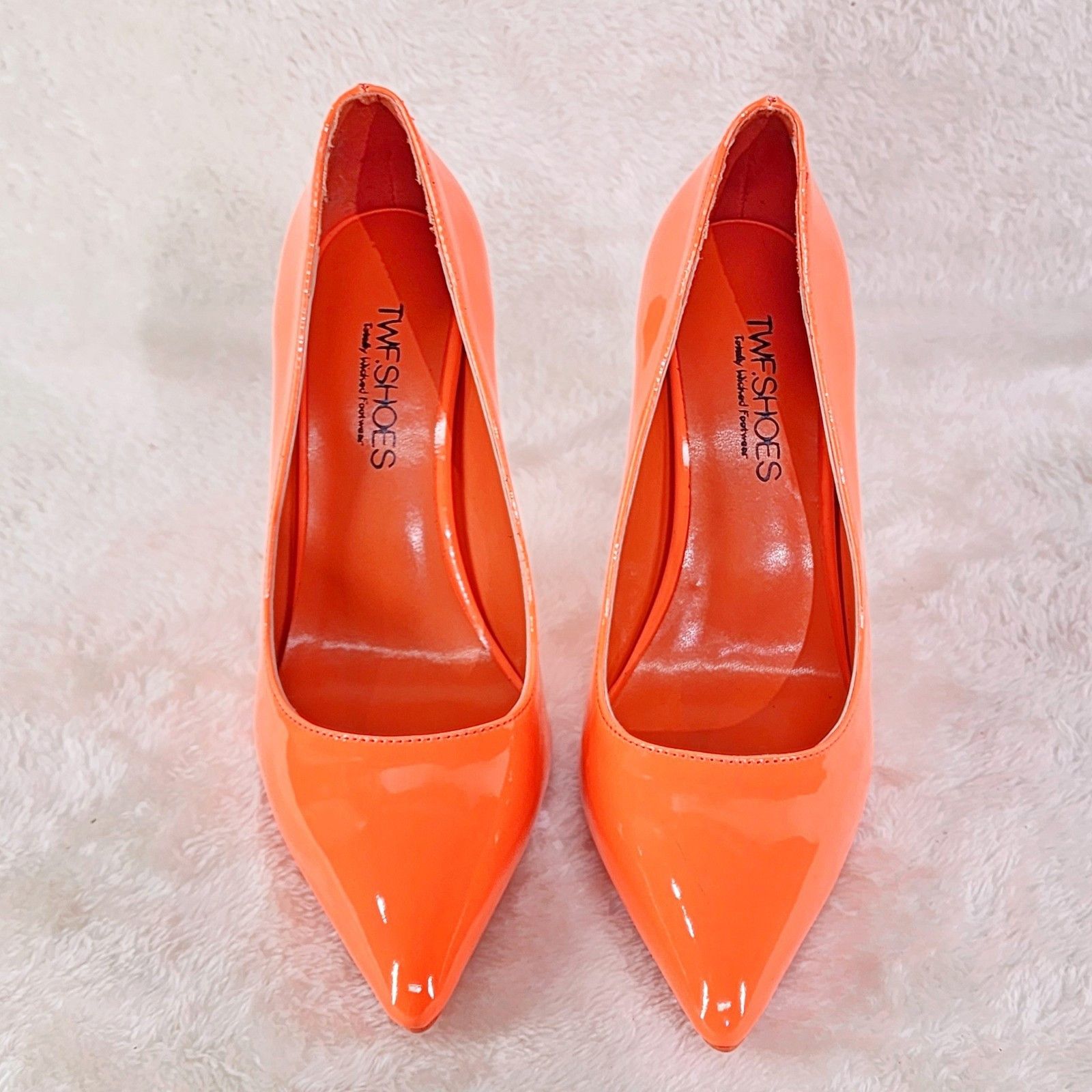 Other Fabio Neon Orange Patent 4" High Heel Shoes Pointy Toe Pump Size US 9 / IT 39 - 5 Thumbnail