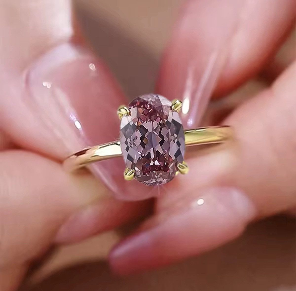 Other Elegant Pink Gemstone 14k Gold Ring! Size ONE SIZE - 3 Thumbnail