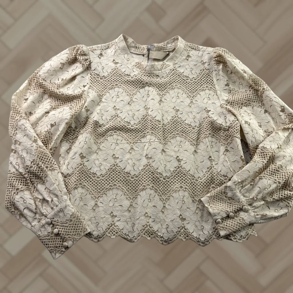 Anthropologie DOLAN Anthropologie Cotton Nylon Long Sleeve Knit Top Women's Medium Knit Beige Nylon Shirt Blouse M Women Size M / US 6-8 / IT 42-44 - 1 Thumbnail