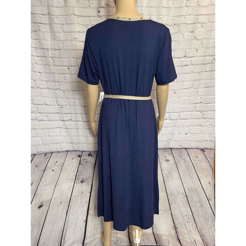 Chicos NWT New Chico's Faux Suede-Trim Midi Blue Dress Size 1 US M Size M / US 6-8 / IT 42-44 - 6 Thumbnail