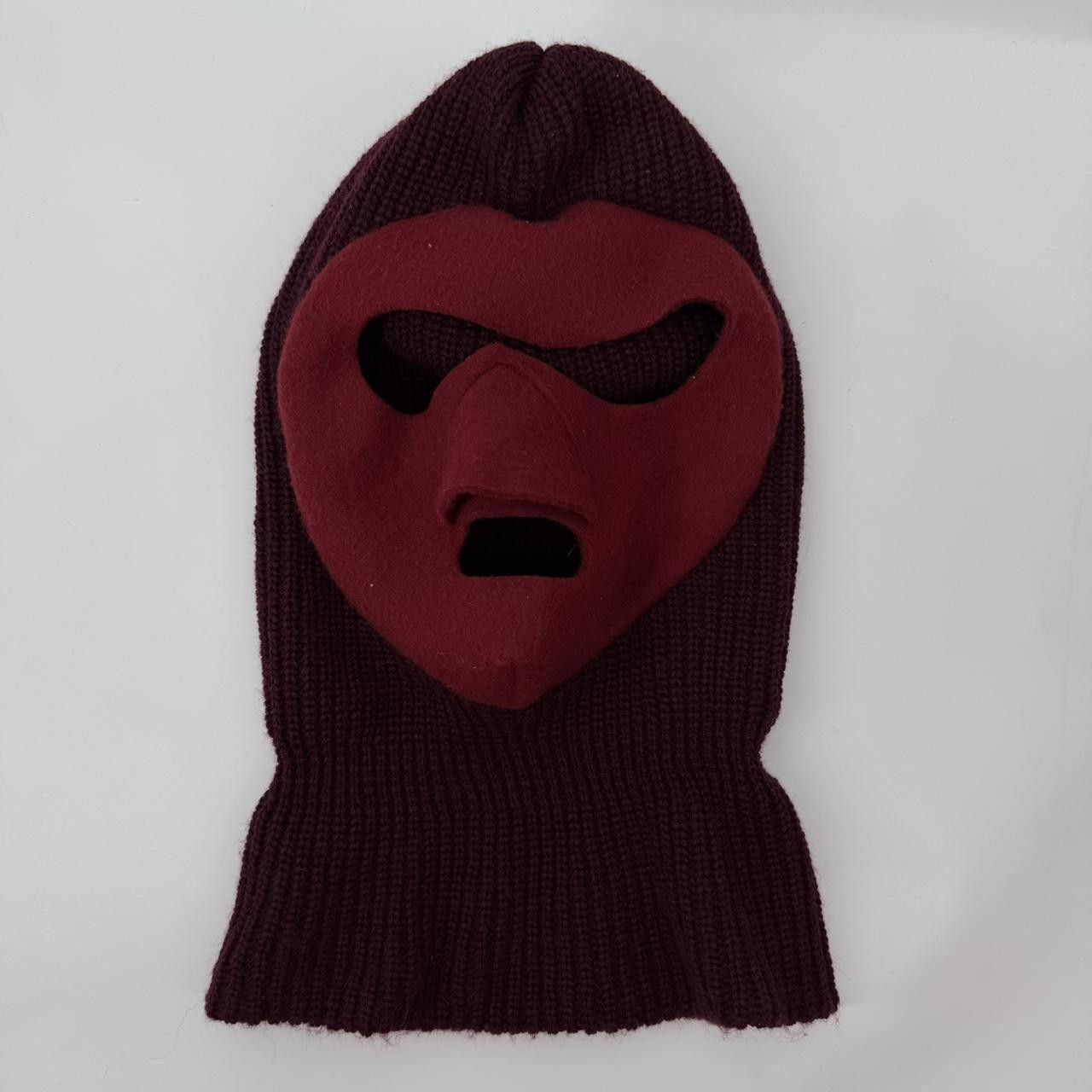 The Unbranded Brand Burgundy Knit Balaclava Face Mask 3 Hole Sculpted Ski Mask Size ONE SIZE - 1 Thumbnail