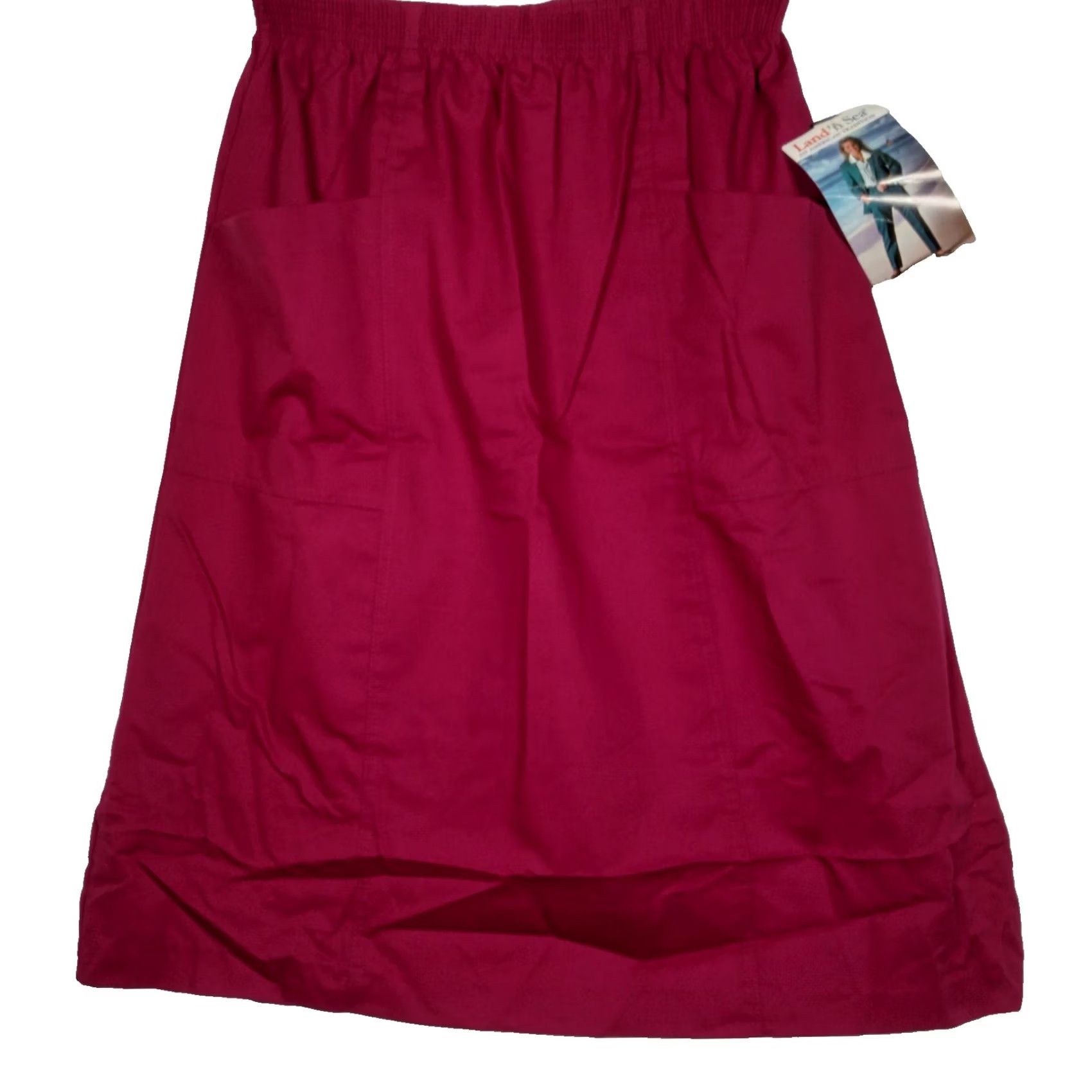 Vintage VINTAGE Land' n Sea Skirt Midi A-Line 18 Maroon Elastic Cotton Blend Twill Pockets Womens Mens? Size 40" / US 18 - 2 Thumbnail