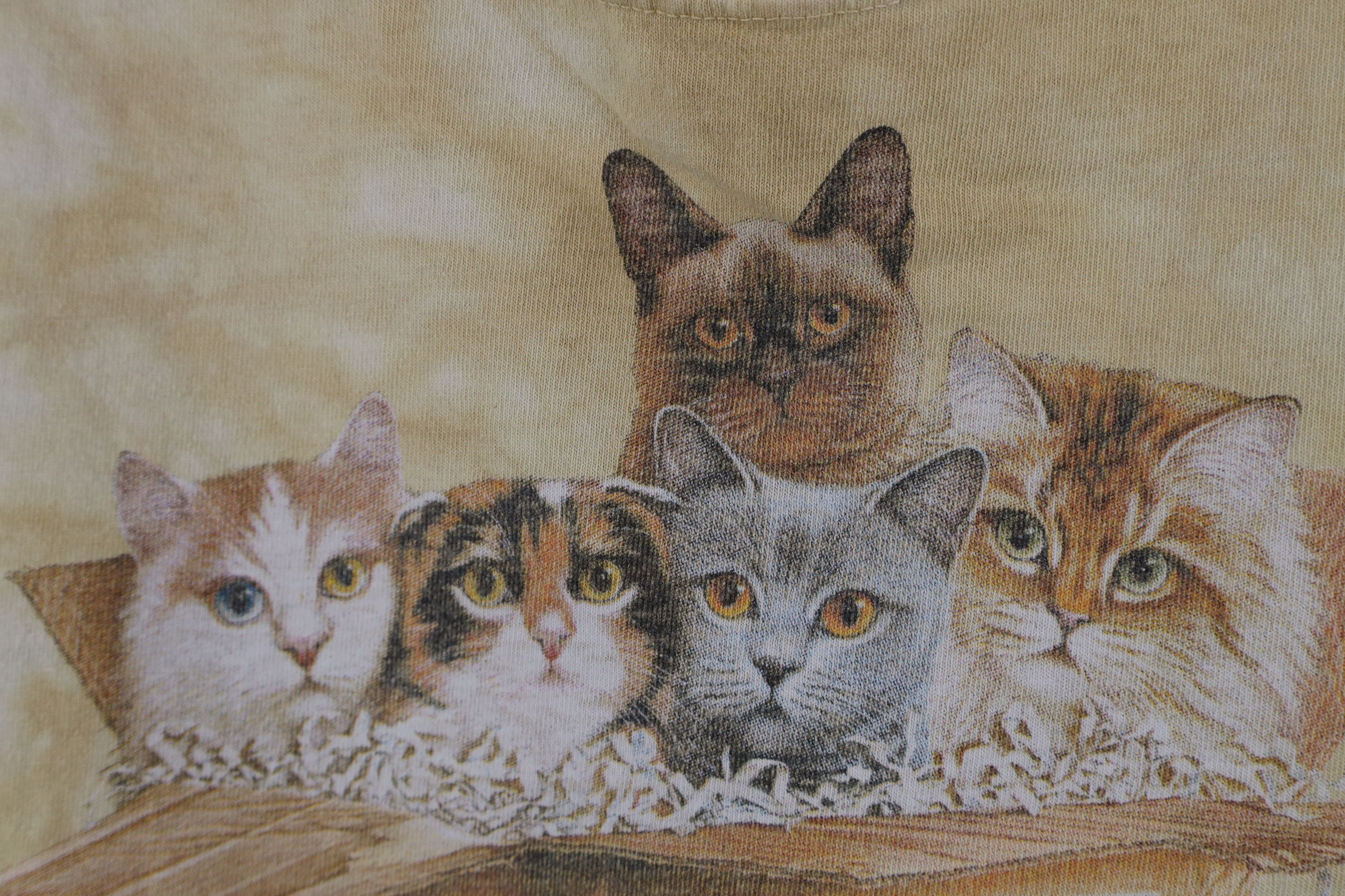 Vintage Vintage 90s Streetwear Kitten Acid Wash T-Shirt Beige Size M / US 6-8 / IT 42-44 - 5 Thumbnail