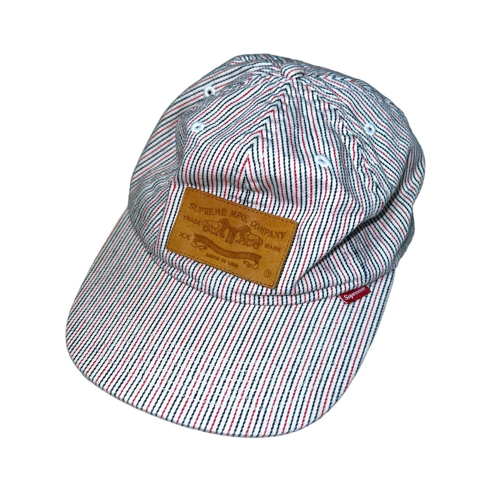 image of Supreme 2009 Striped “Levis” Mfg Leather Patch Hat, Men's