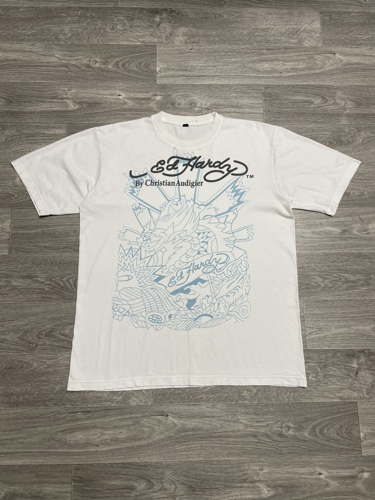 Ed Hardy Vintage Ed Hardy By Christian Audigier White T-Shirt Y2K Size US XXL / EU 58 / 5 - 1 Thumbnail