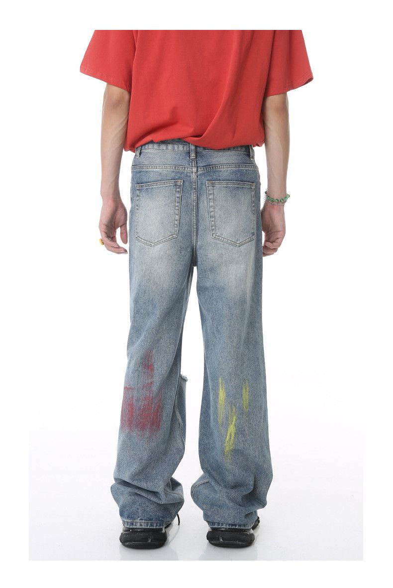 Japanese Brand × Jean Japanese loose wide-leg ripped graffiti jeans Size US 32 / EU 48 - 5 Thumbnail