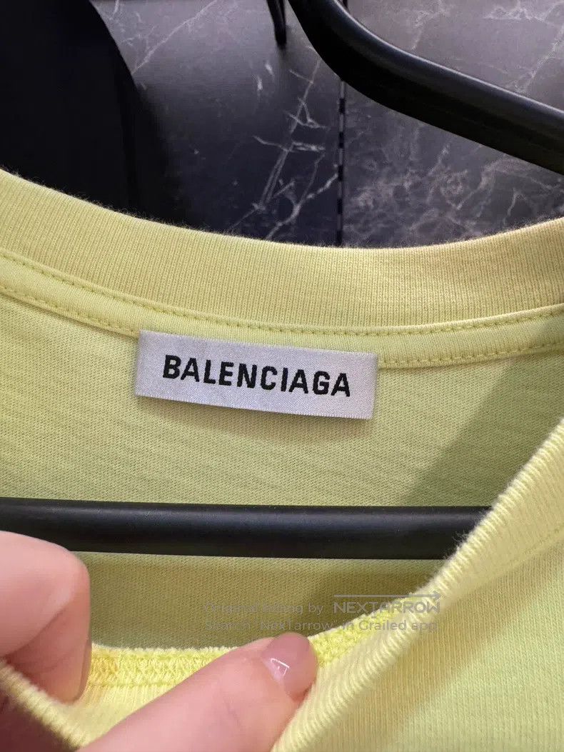 Balenciaga Balenciaga CREW Logo Fluorescent Yellow Short Sleeve T-shi Size US L / EU 52-54 / 3 - 3 Thumbnail